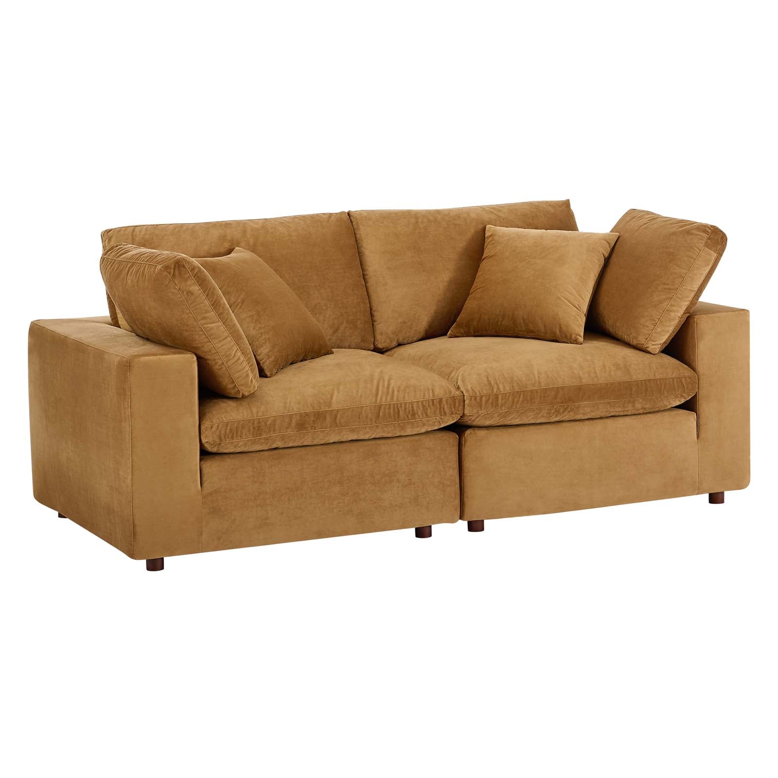 Commix Down Filled Overstuffed Performance Velvet Loveseat - East Shore Modern Home Furnishings