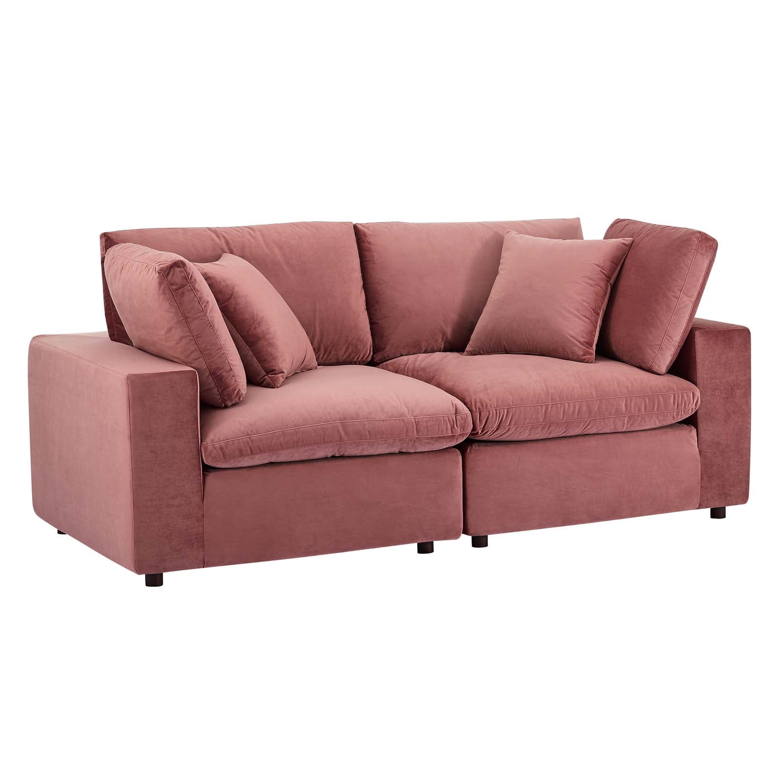 Commix Down Filled Overstuffed Performance Velvet Loveseat - East Shore Modern Home Furnishings