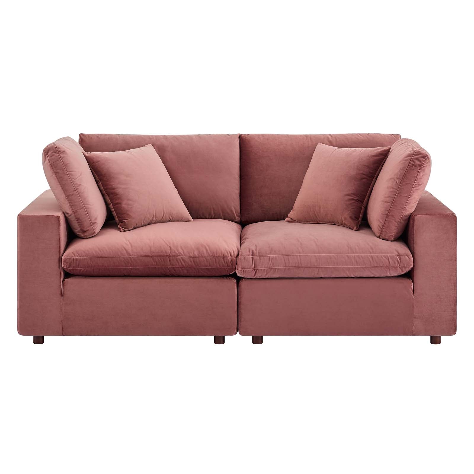 Commix Down Filled Overstuffed Performance Velvet Loveseat - East Shore Modern Home Furnishings