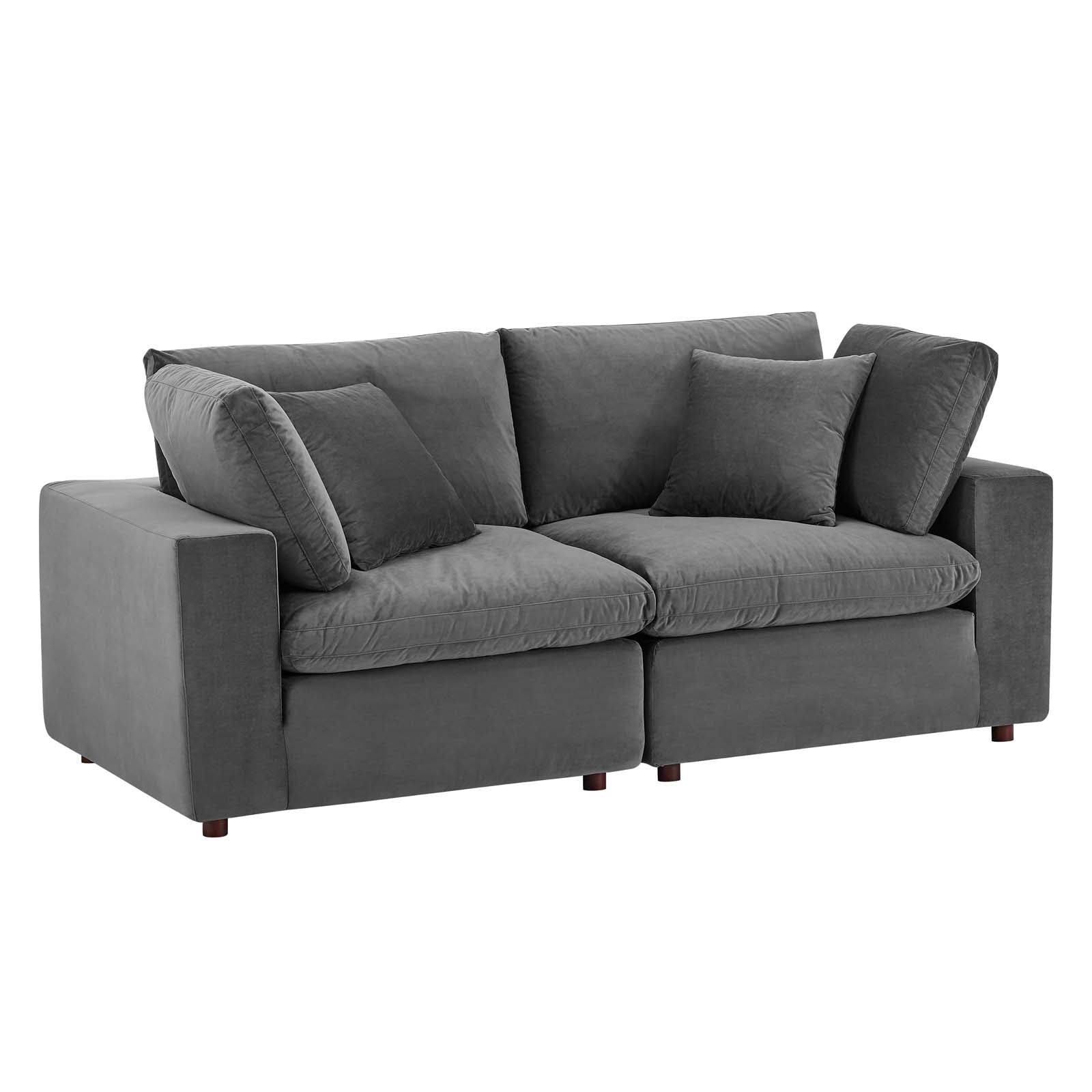 Commix Down Filled Overstuffed Performance Velvet Loveseat - East Shore Modern Home Furnishings