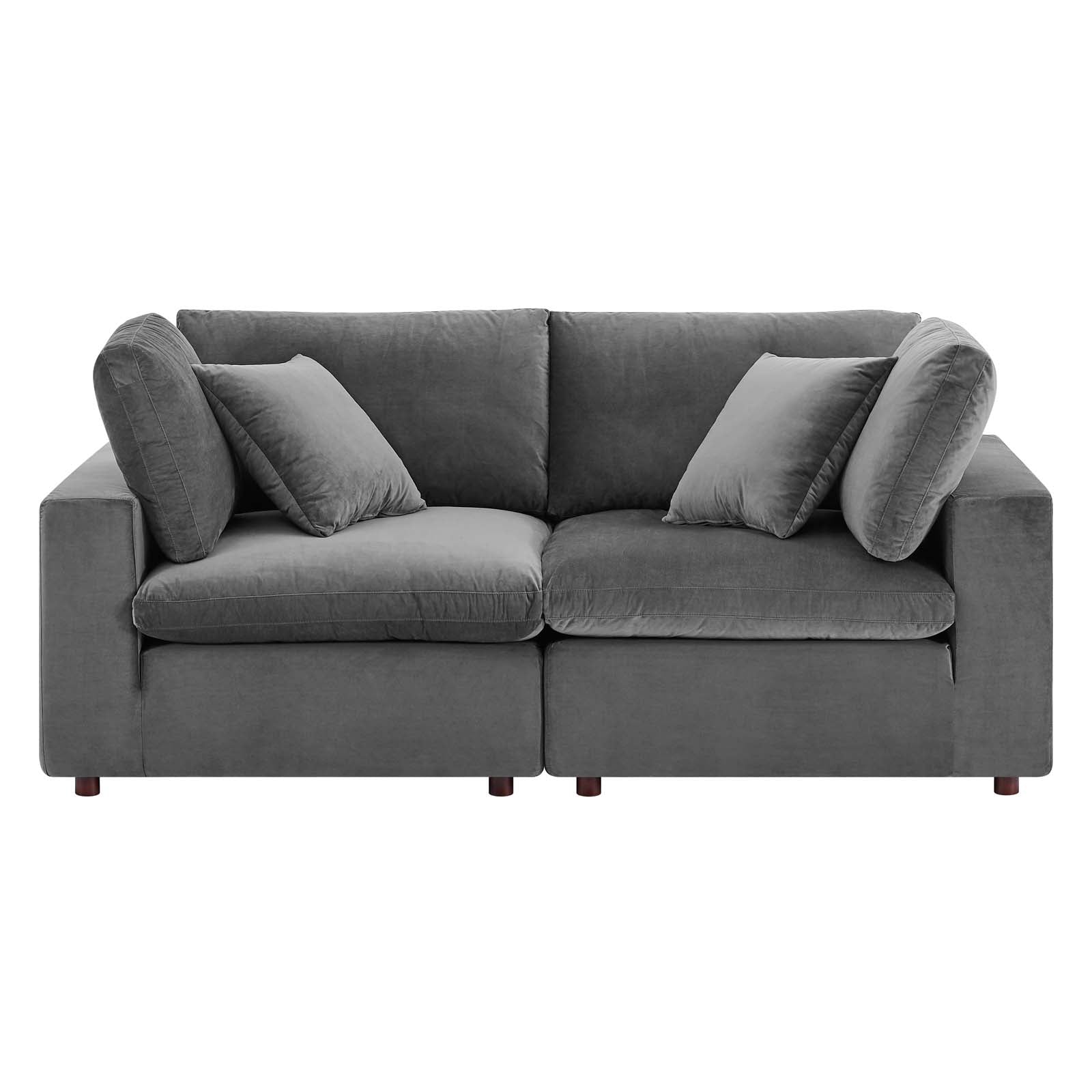 Commix Down Filled Overstuffed Performance Velvet Loveseat - East Shore Modern Home Furnishings