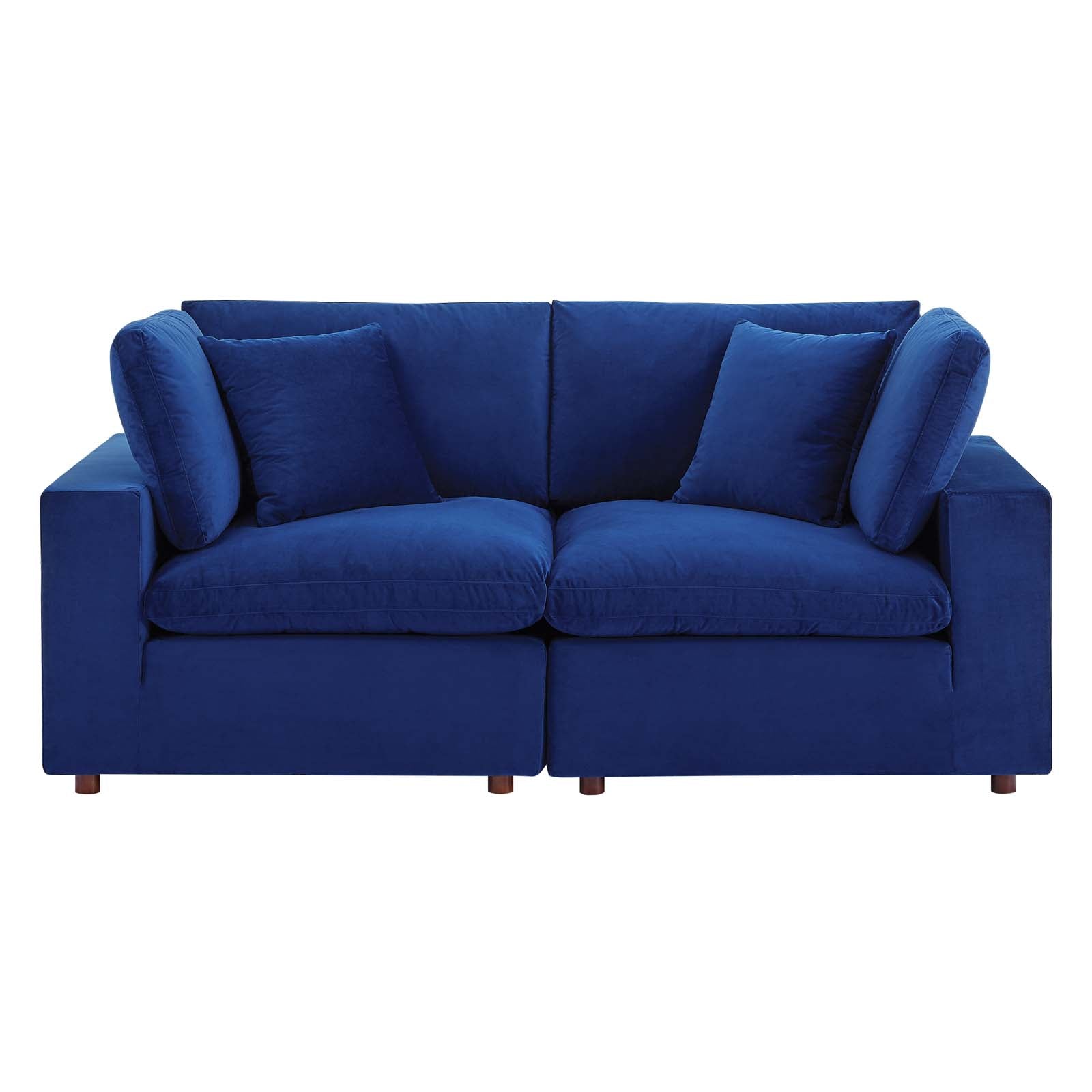 Commix Down Filled Overstuffed Performance Velvet Loveseat - East Shore Modern Home Furnishings