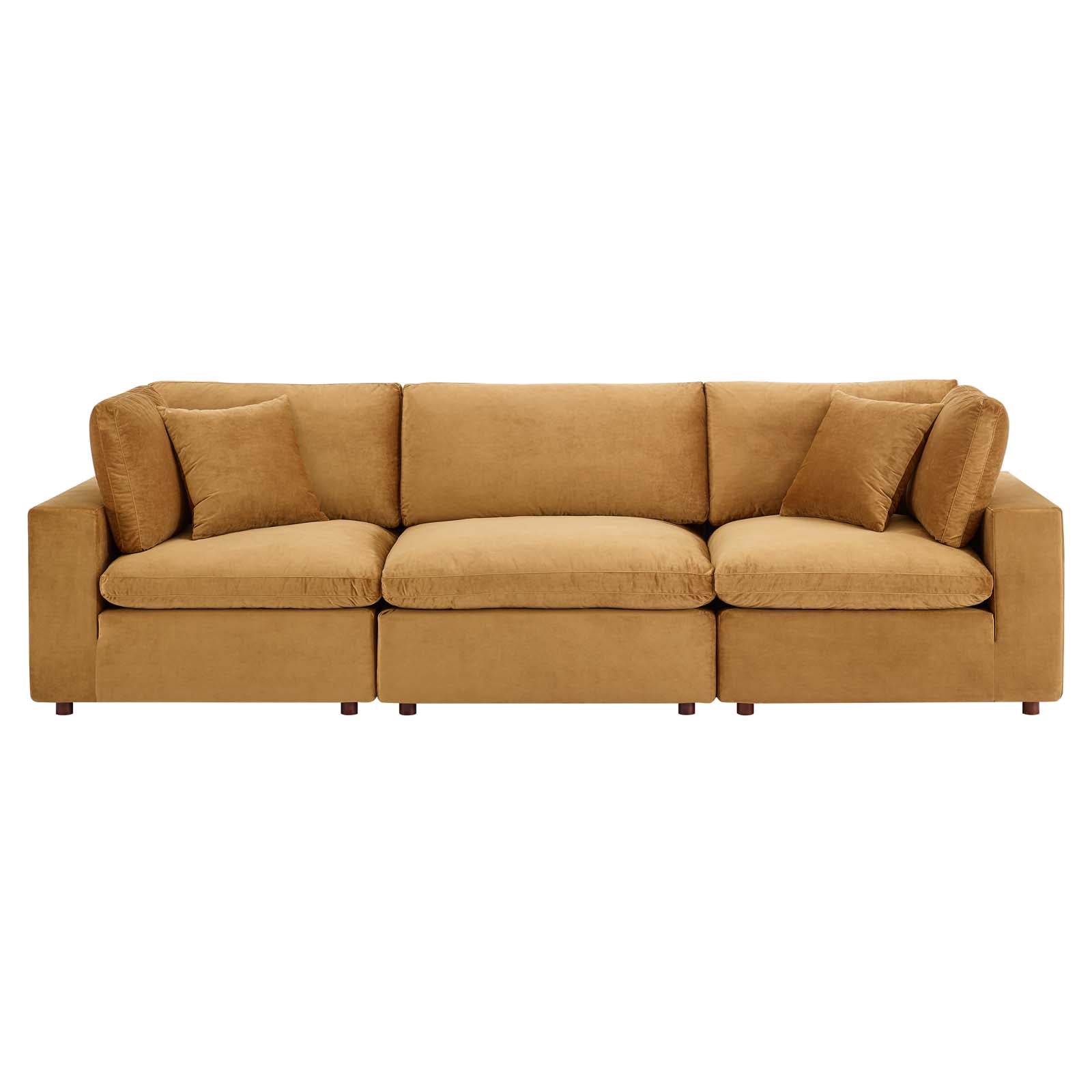 Commix Down Filled Overstuffed Performance Velvet 3-Seater Sofa - East Shore Modern Home Furnishings