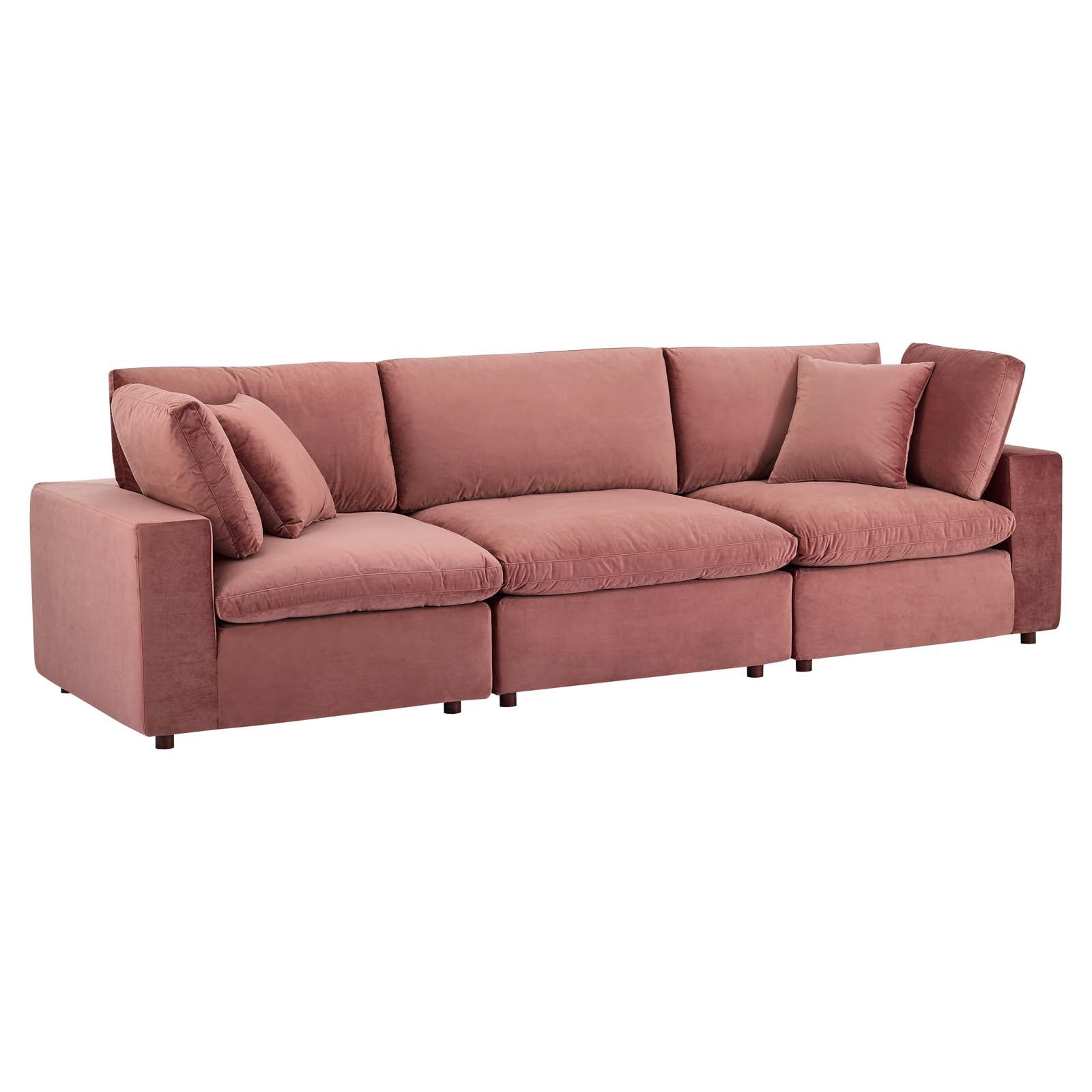 Commix Down Filled Overstuffed Performance Velvet 3-Seater Sofa - East Shore Modern Home Furnishings