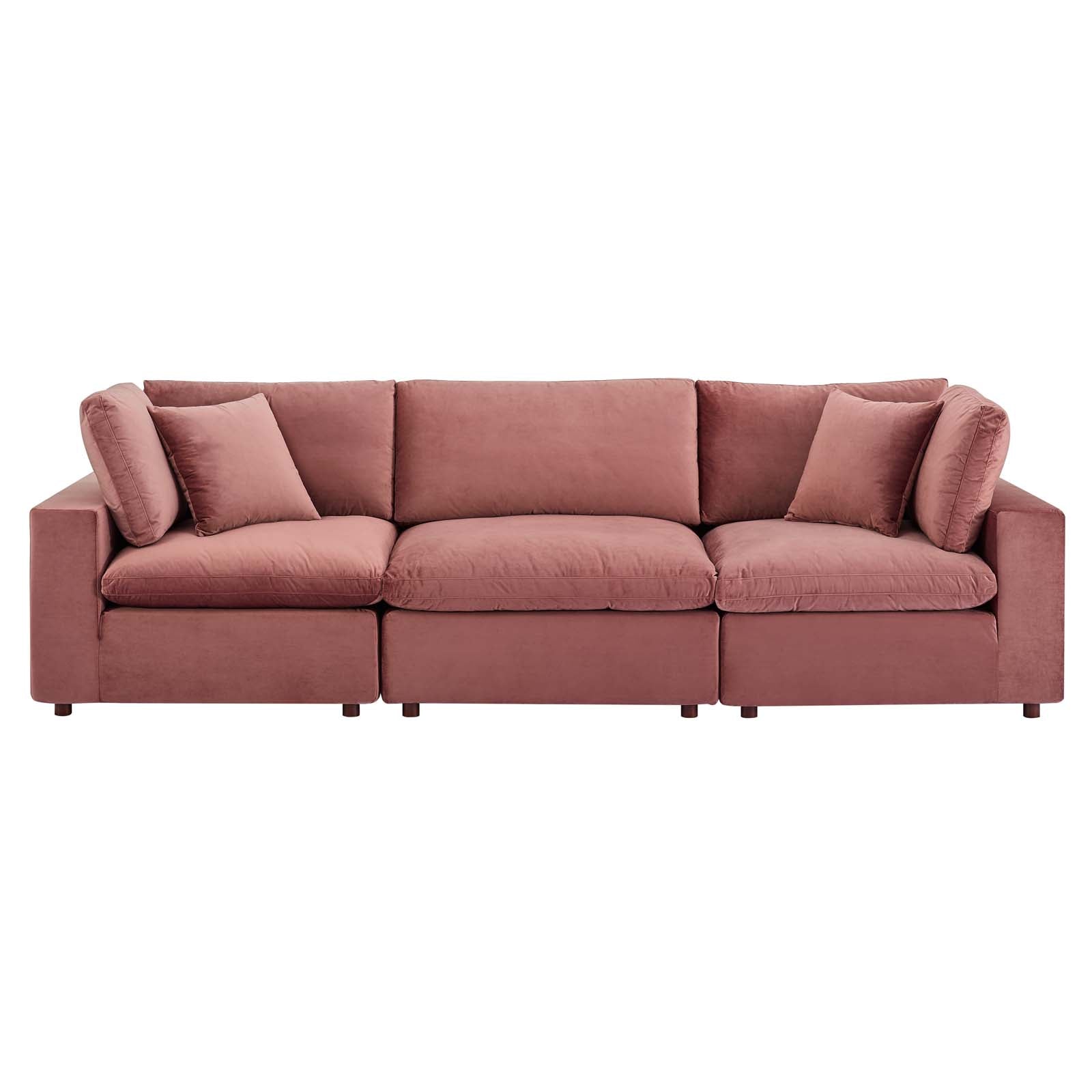 Commix Down Filled Overstuffed Performance Velvet 3-Seater Sofa - East Shore Modern Home Furnishings