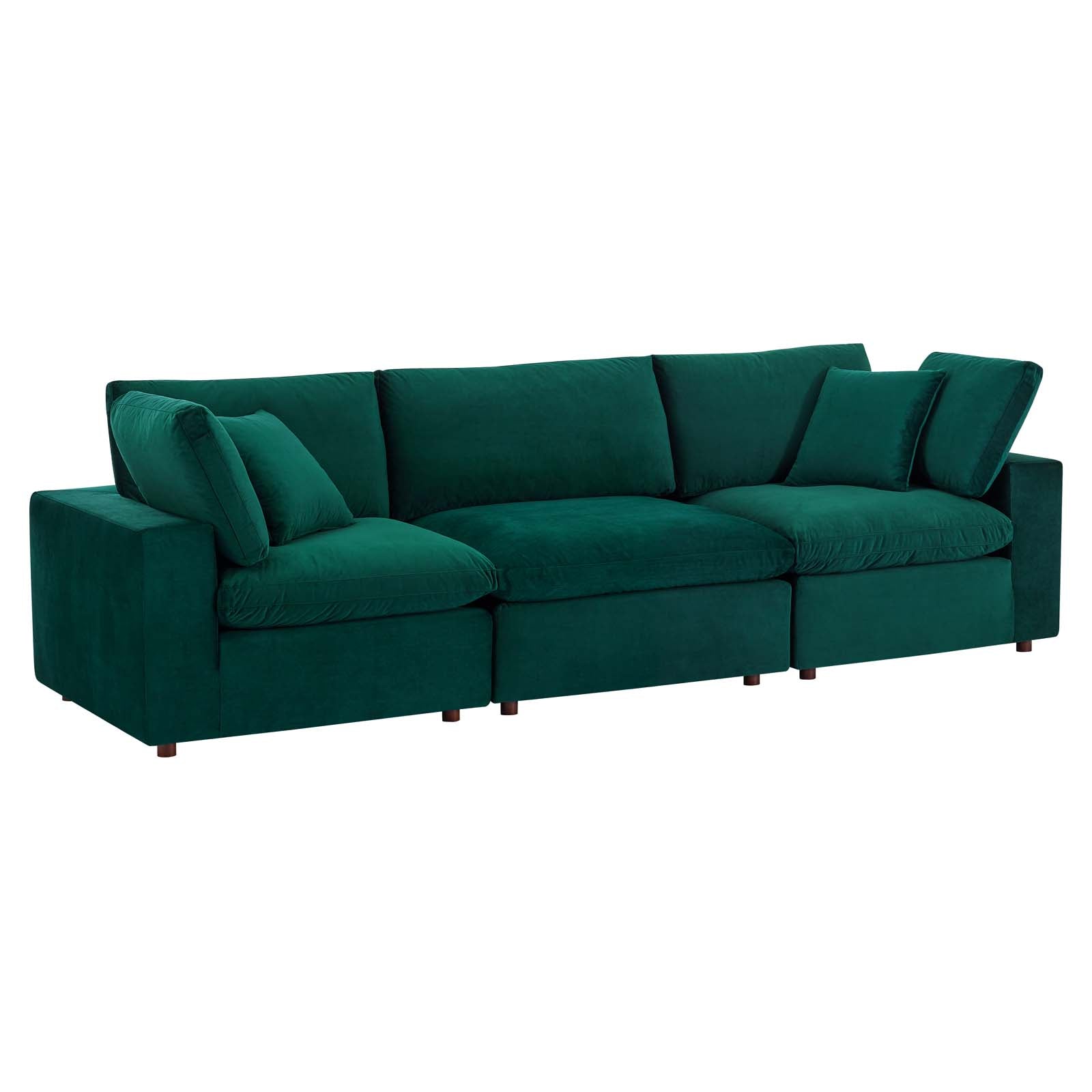 Commix Down Filled Overstuffed Performance Velvet 3-Seater Sofa - East Shore Modern Home Furnishings