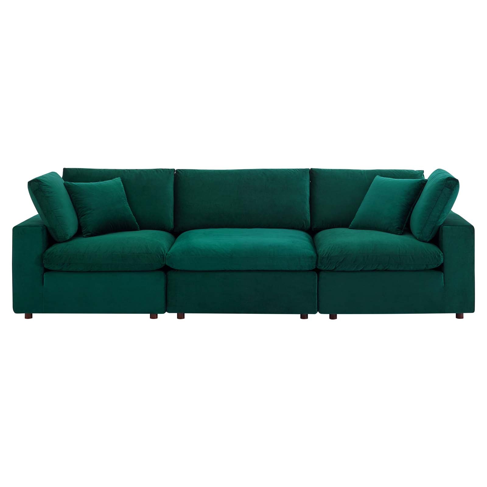 Commix Down Filled Overstuffed Performance Velvet 3-Seater Sofa - East Shore Modern Home Furnishings