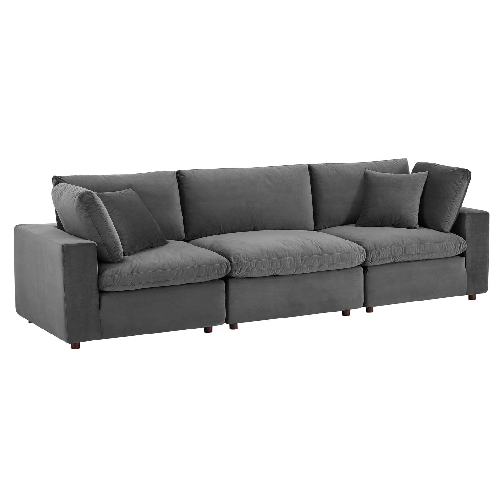 Commix Down Filled Overstuffed Performance Velvet 3-Seater Sofa - East Shore Modern Home Furnishings