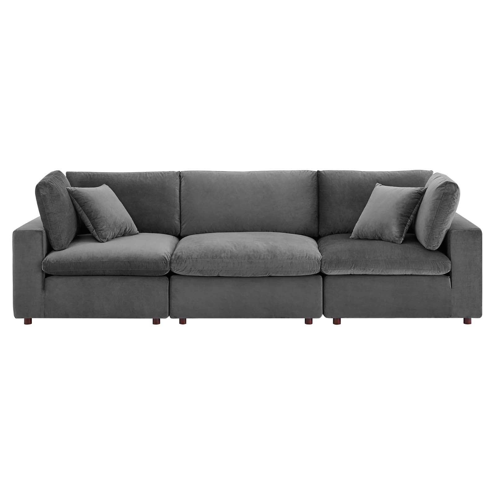 Commix Down Filled Overstuffed Performance Velvet 3-Seater Sofa - East Shore Modern Home Furnishings