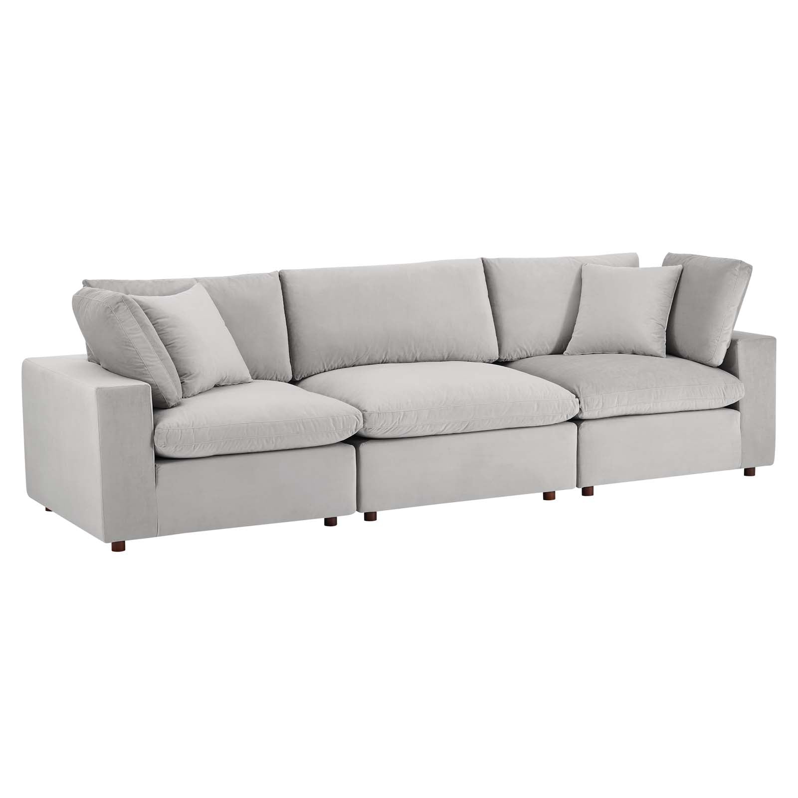 Commix Down Filled Overstuffed Performance Velvet 3-Seater Sofa - East Shore Modern Home Furnishings