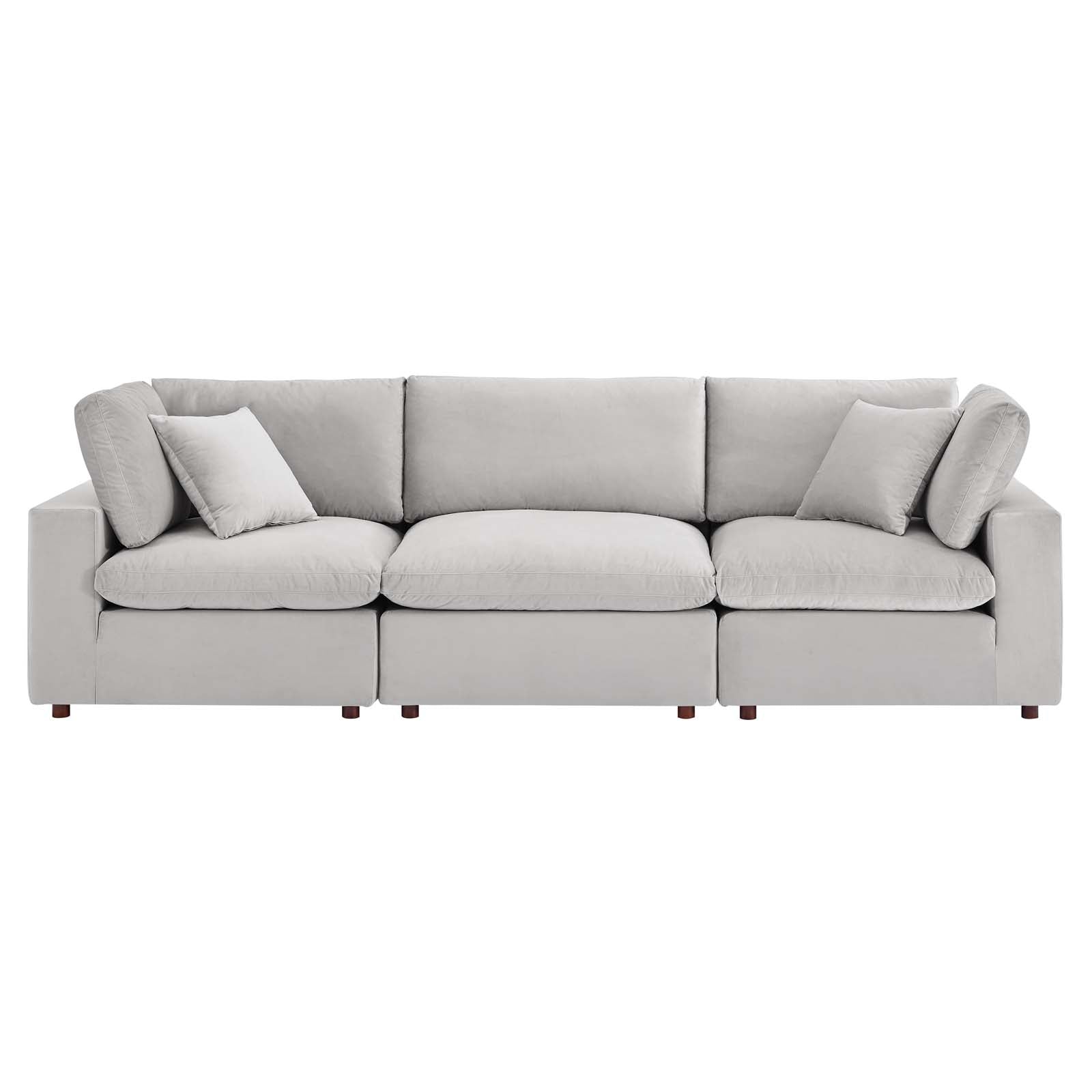 Commix Down Filled Overstuffed Performance Velvet 3-Seater Sofa - East Shore Modern Home Furnishings