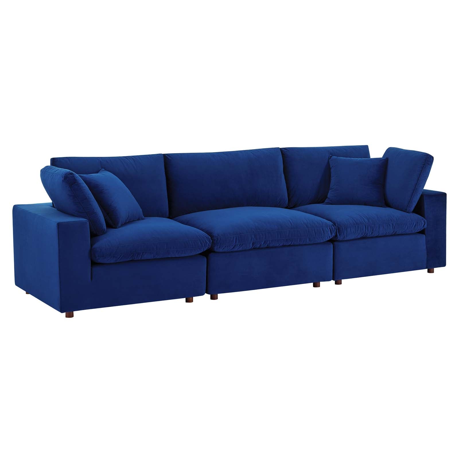 Commix Down Filled Overstuffed Performance Velvet 3-Seater Sofa - East Shore Modern Home Furnishings