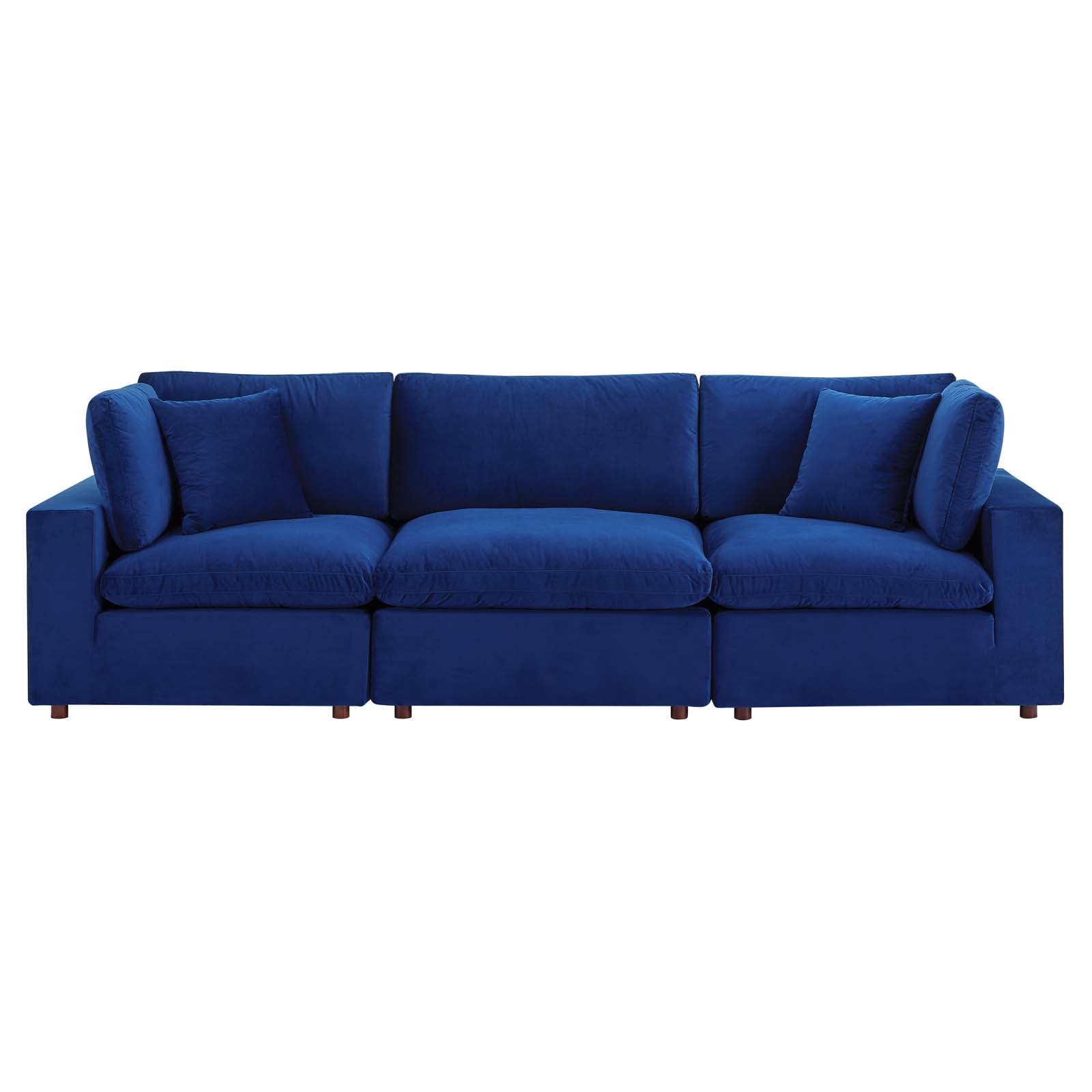 Commix Down Filled Overstuffed Performance Velvet 3-Seater Sofa - East Shore Modern Home Furnishings