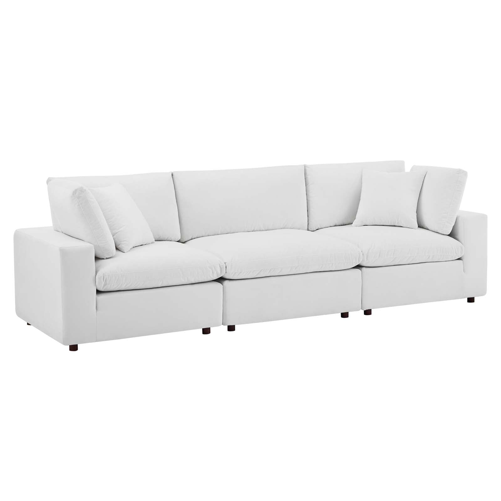 Commix Down Filled Overstuffed Performance Velvet 3-Seater Sofa - East Shore Modern Home Furnishings