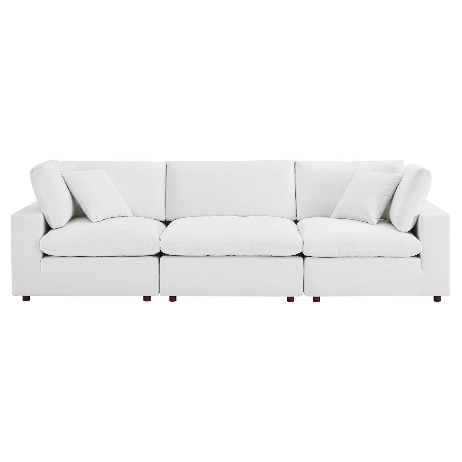 Commix Down Filled Overstuffed Performance Velvet 3-Seater Sofa - East Shore Modern Home Furnishings