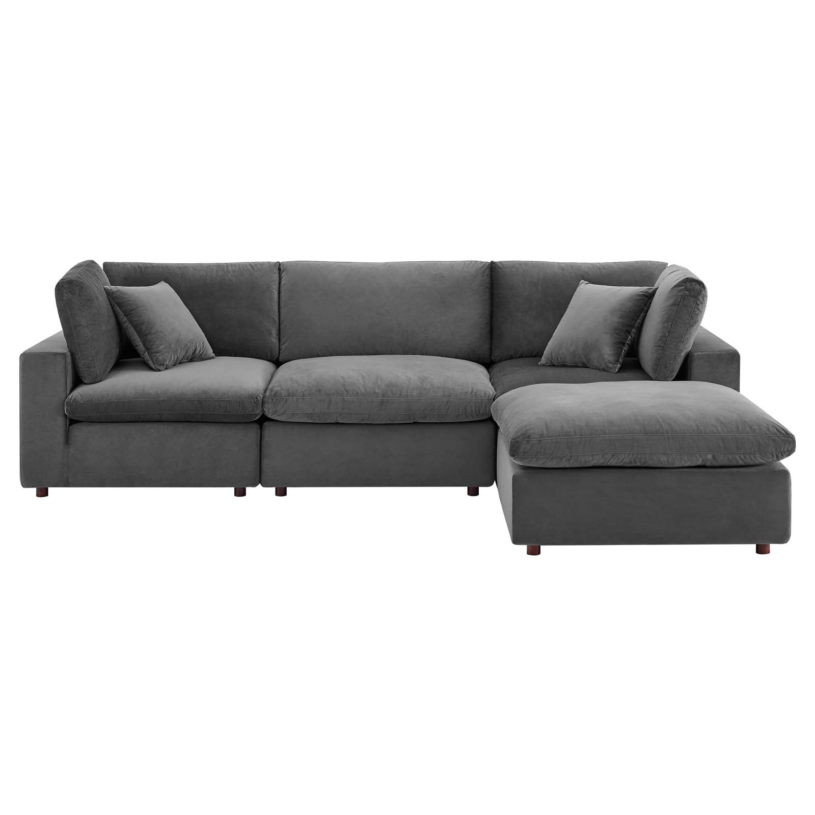 Commix Down Filled Overstuffed Performance Velvet 4-Piece Sectional Sofa - East Shore Modern Home Furnishings