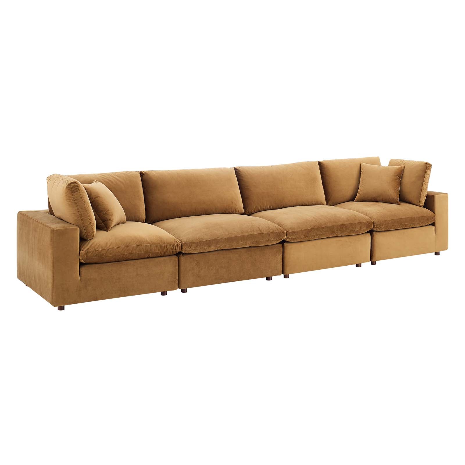 Commix Down Filled Overstuffed Performance Velvet 4-Seater Sofa - East Shore Modern Home Furnishings