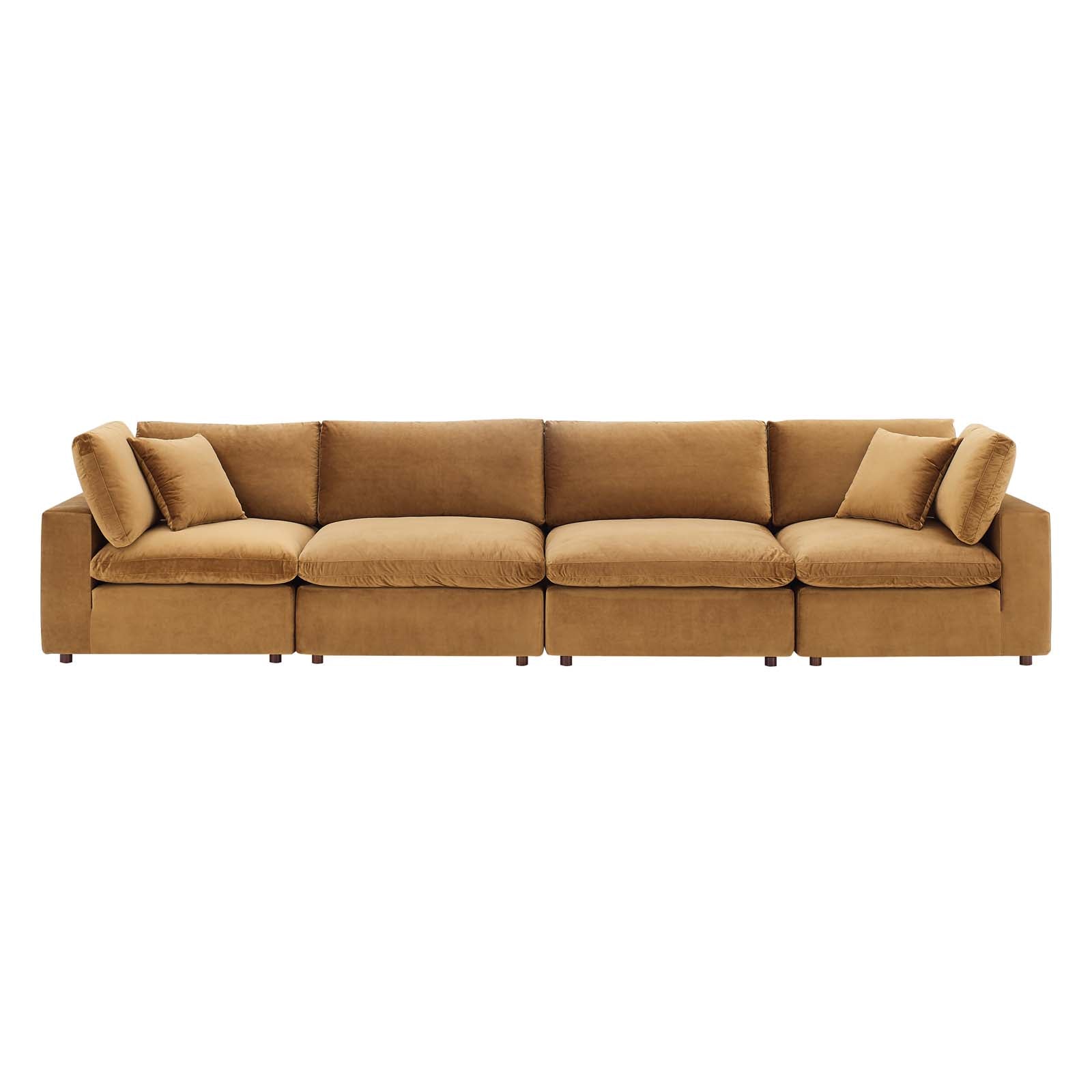 Commix Down Filled Overstuffed Performance Velvet 4-Seater Sofa - East Shore Modern Home Furnishings