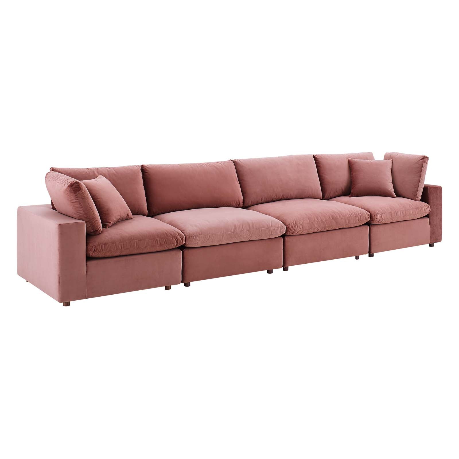 Commix Down Filled Overstuffed Performance Velvet 4-Seater Sofa - East Shore Modern Home Furnishings