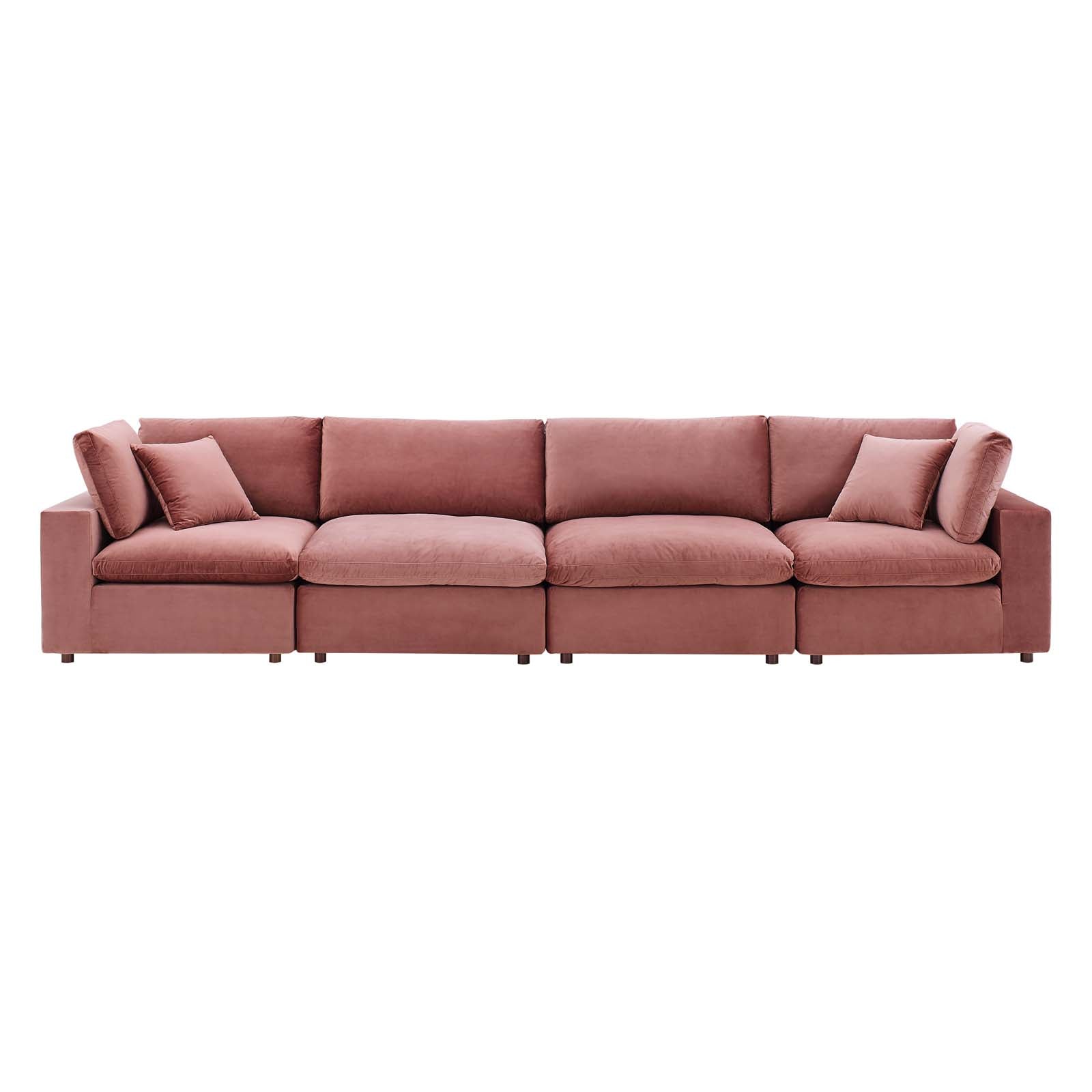 Commix Down Filled Overstuffed Performance Velvet 4-Seater Sofa - East Shore Modern Home Furnishings