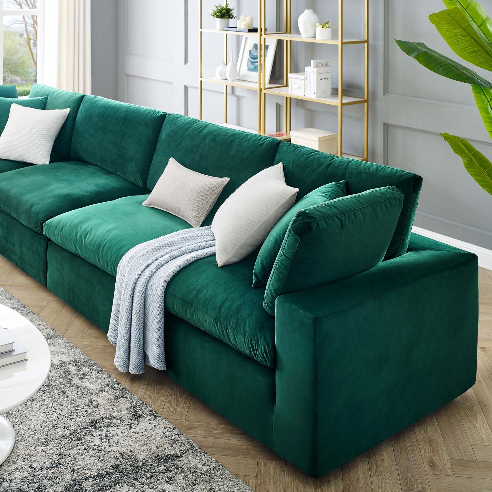 Commix Down Filled Overstuffed Performance Velvet 4-Seater Sofa - East Shore Modern Home Furnishings