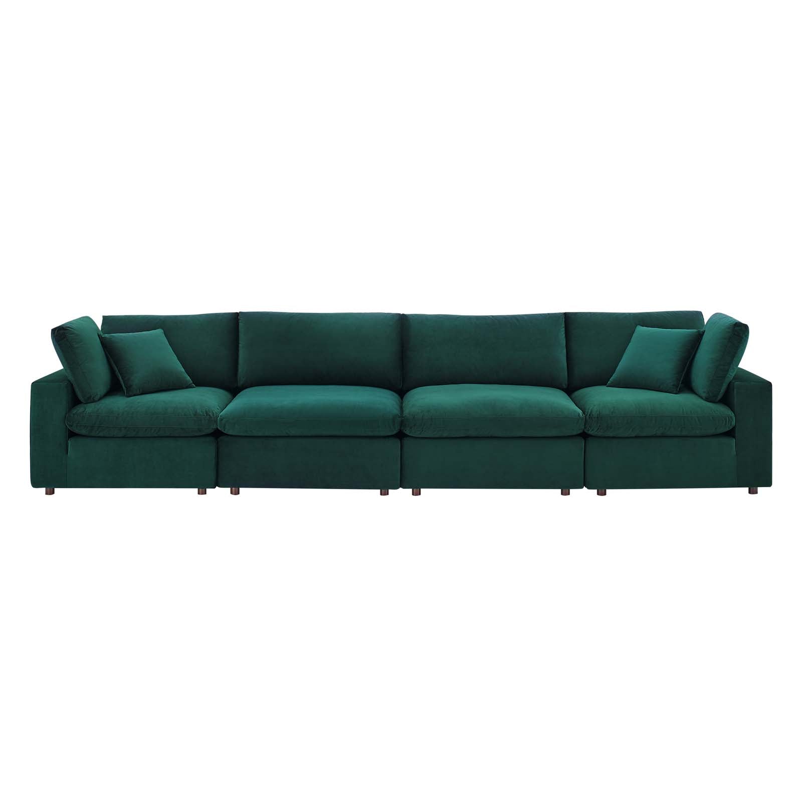 Commix Down Filled Overstuffed Performance Velvet 4-Seater Sofa - East Shore Modern Home Furnishings