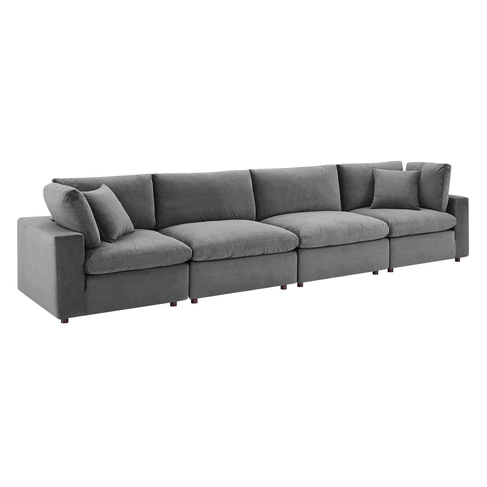 Commix Down Filled Overstuffed Performance Velvet 4-Seater Sofa - East Shore Modern Home Furnishings