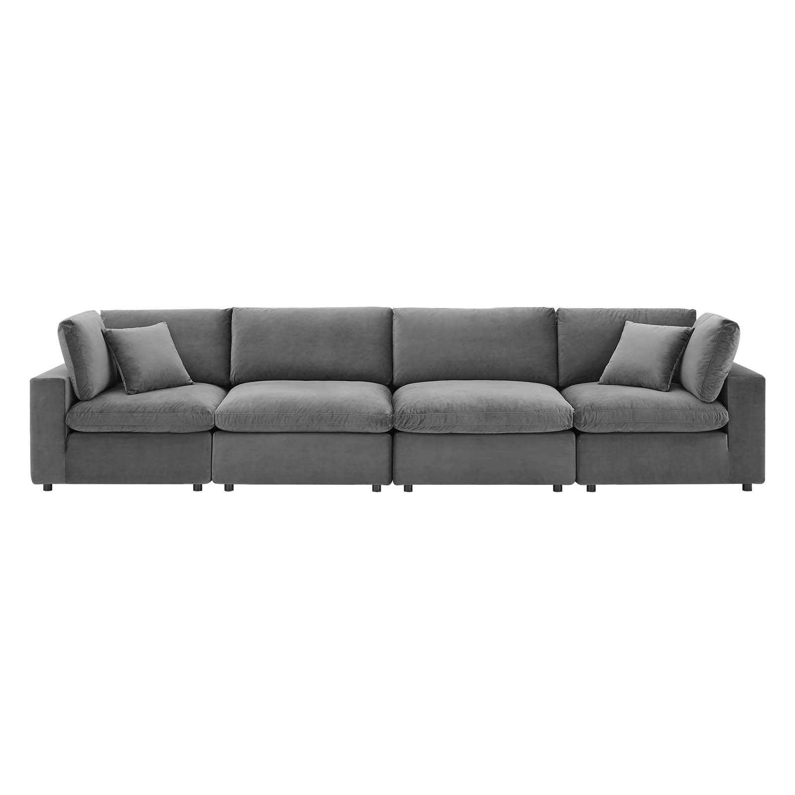 Commix Down Filled Overstuffed Performance Velvet 4-Seater Sofa - East Shore Modern Home Furnishings