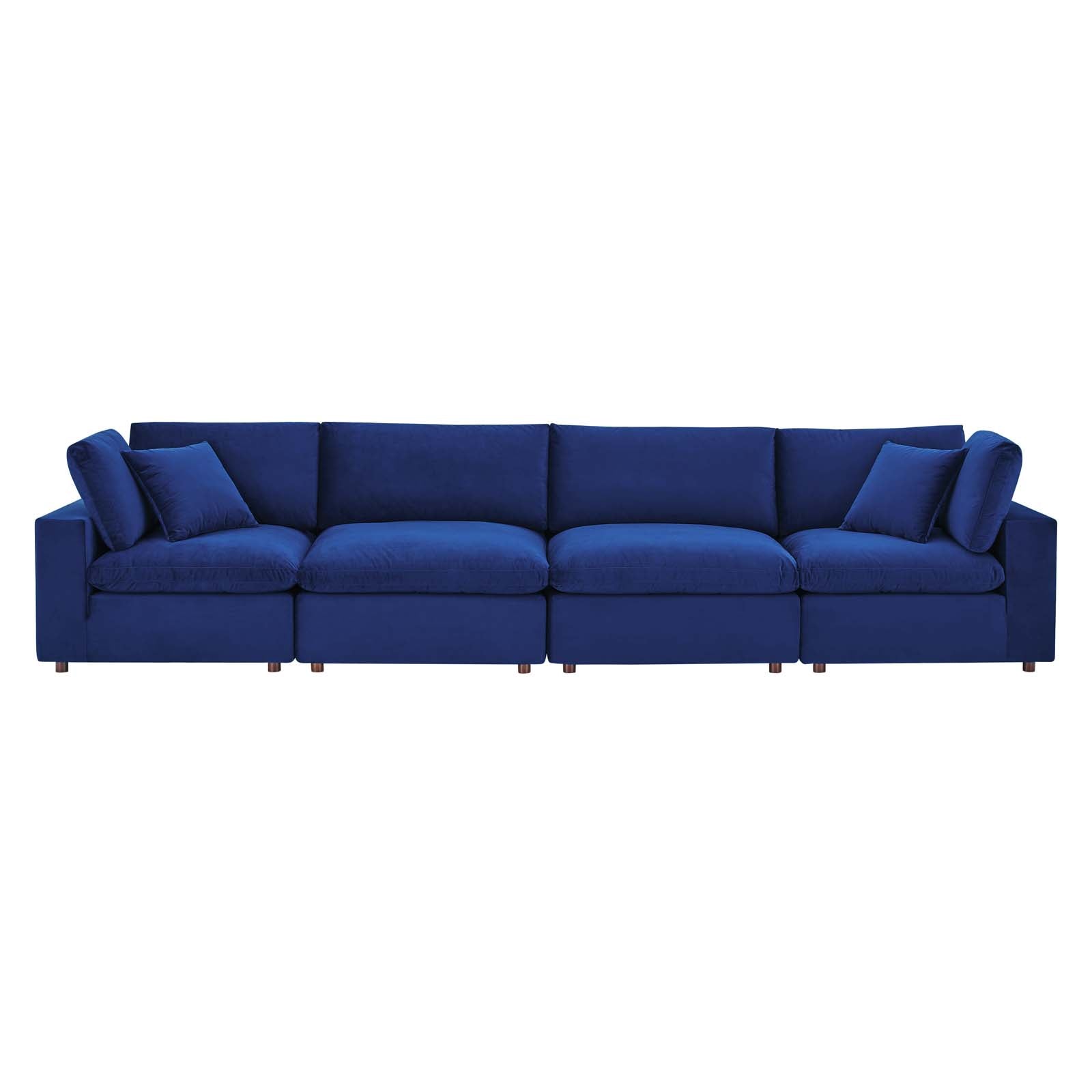 Commix Down Filled Overstuffed Performance Velvet 4-Seater Sofa - East Shore Modern Home Furnishings