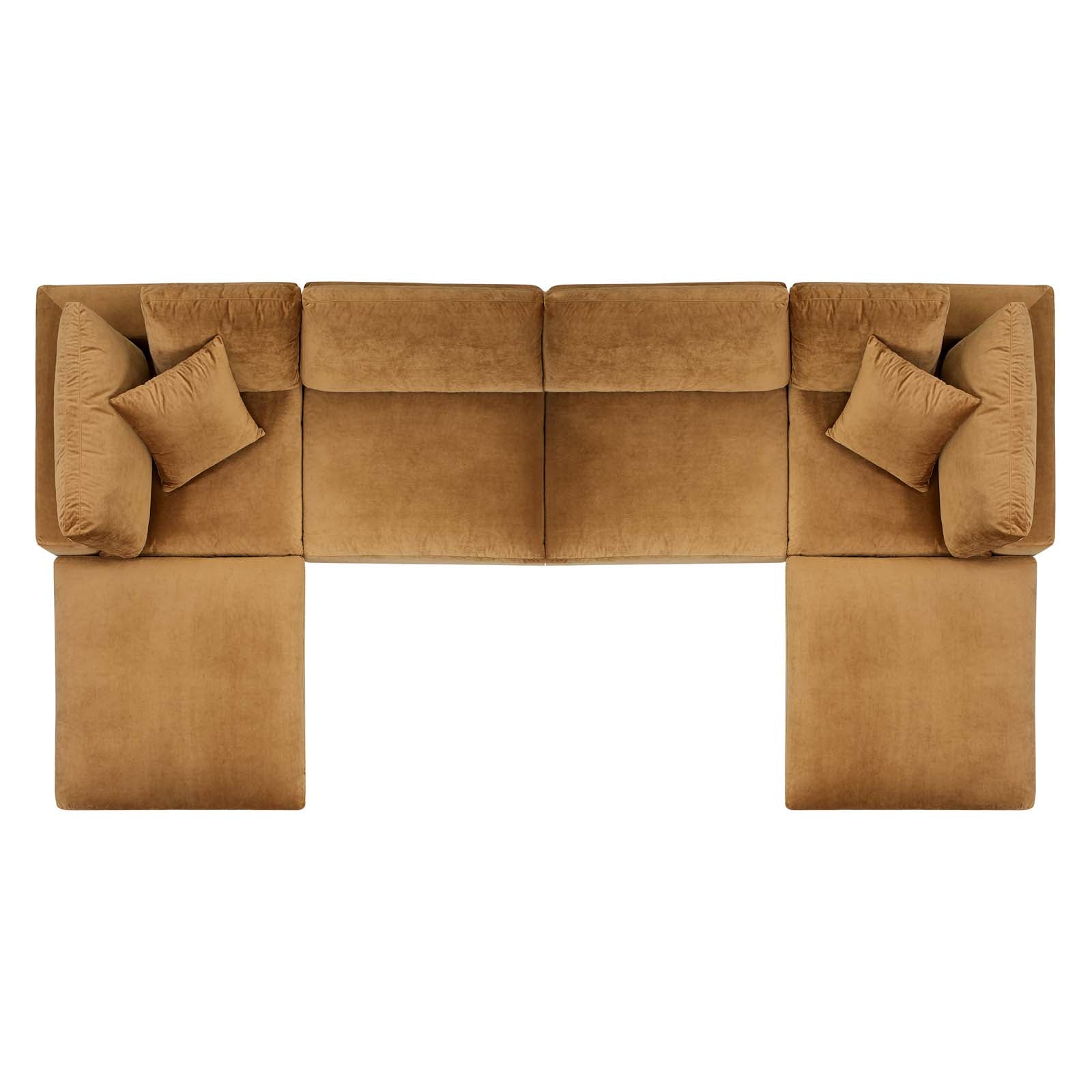 Commix Down Filled Overstuffed Performance Velvet 6-Piece Sectional Sofa