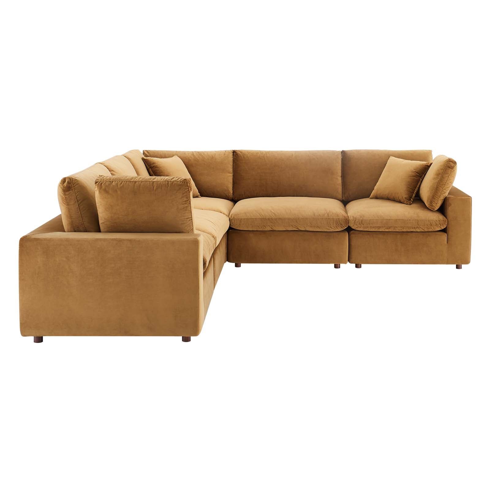 Commix Down Filled Overstuffed Performance Velvet 5-Piece Sectional Sofa - East Shore Modern Home Furnishings