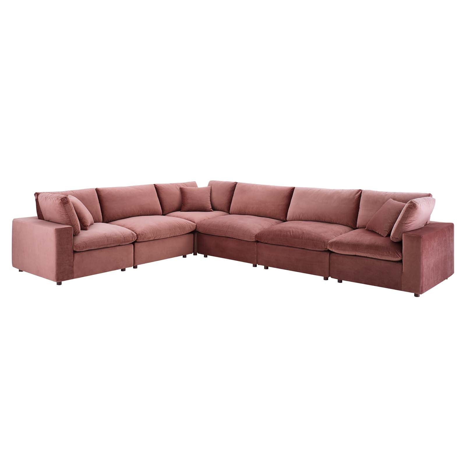 Commix Down Filled Overstuffed Performance Velvet 6-Piece Sectional Sofa - East Shore Modern Home Furnishings