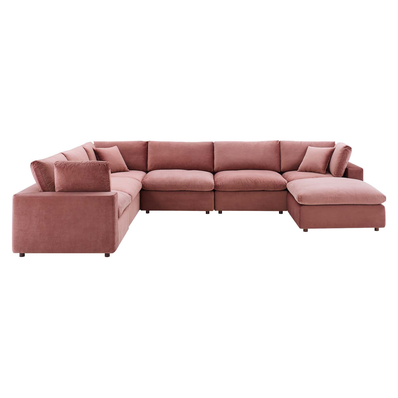 Commix Down Filled Overstuffed Performance Velvet 7-Piece Sectional Sofa