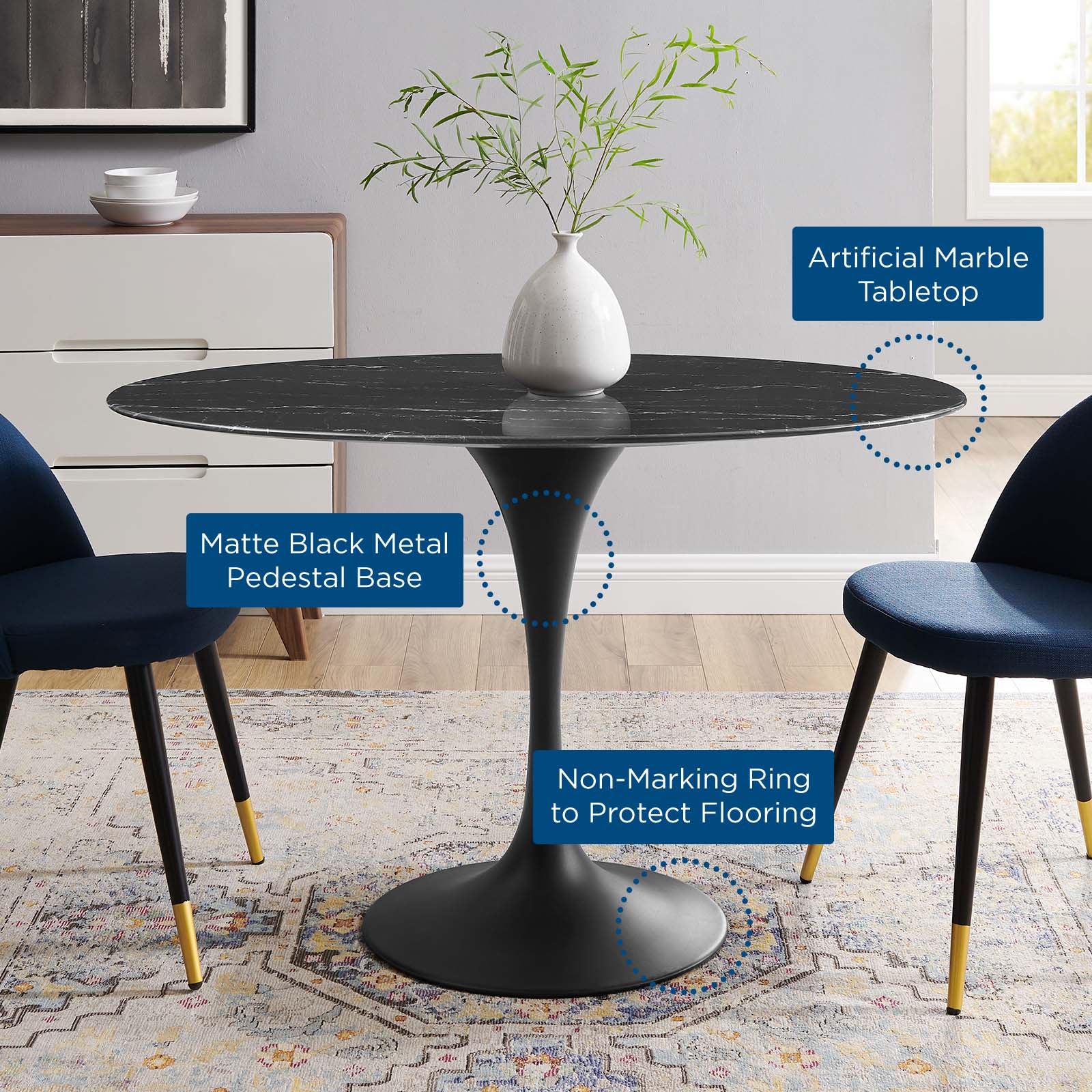 Lippa 48" Artificial Marble Dining Table - East Shore Modern Home Furnishings
