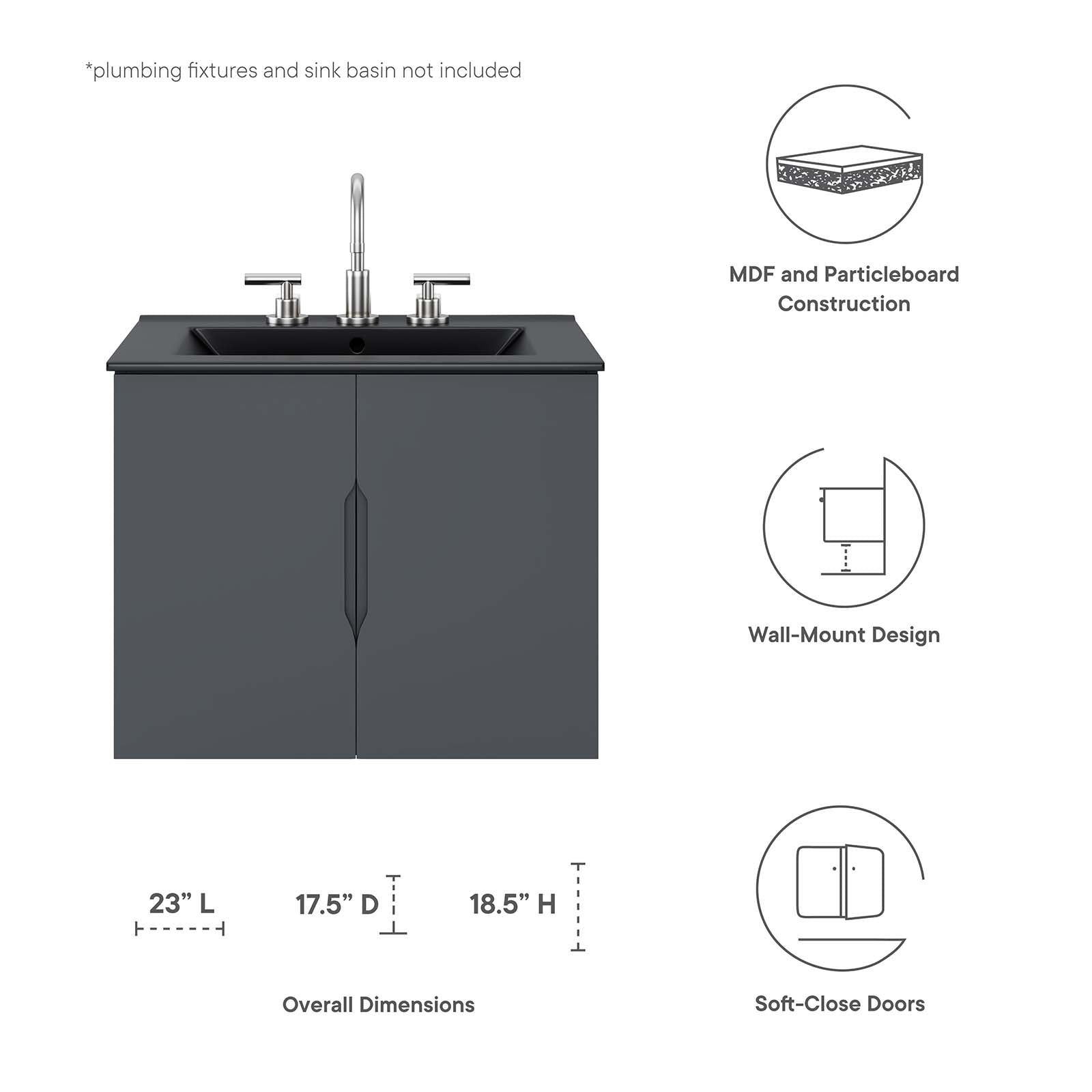 Vitality 24" Bathroom Vanity Cabinet (Sink Basin Not Included) - East Shore Modern Home Furnishings