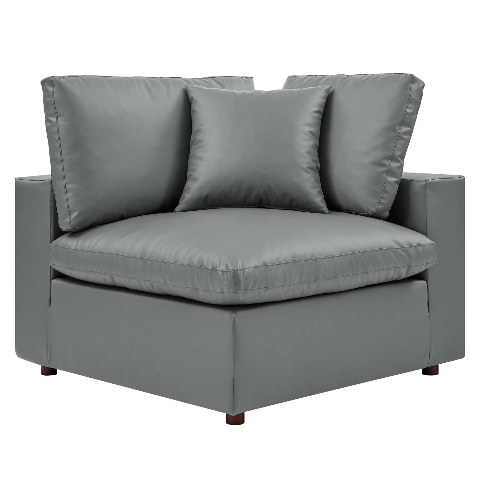Commix Down Filled Overstuffed Vegan Leather 3-Seater Sofa - East Shore Modern Home Furnishings