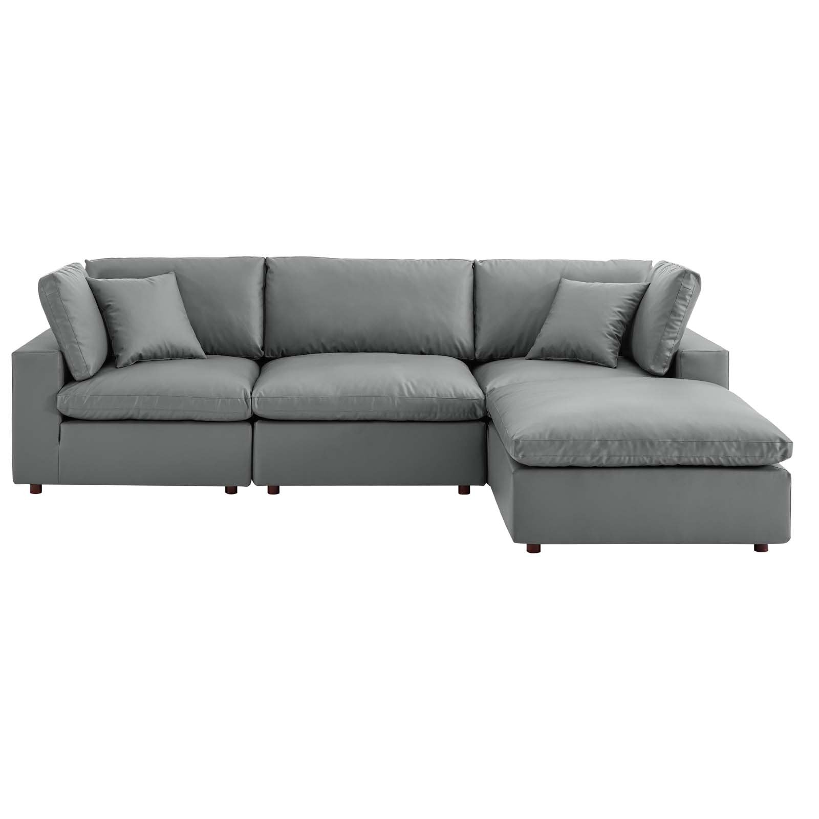 Commix Down Filled Overstuffed Vegan Leather 4-Piece Sectional Sofa