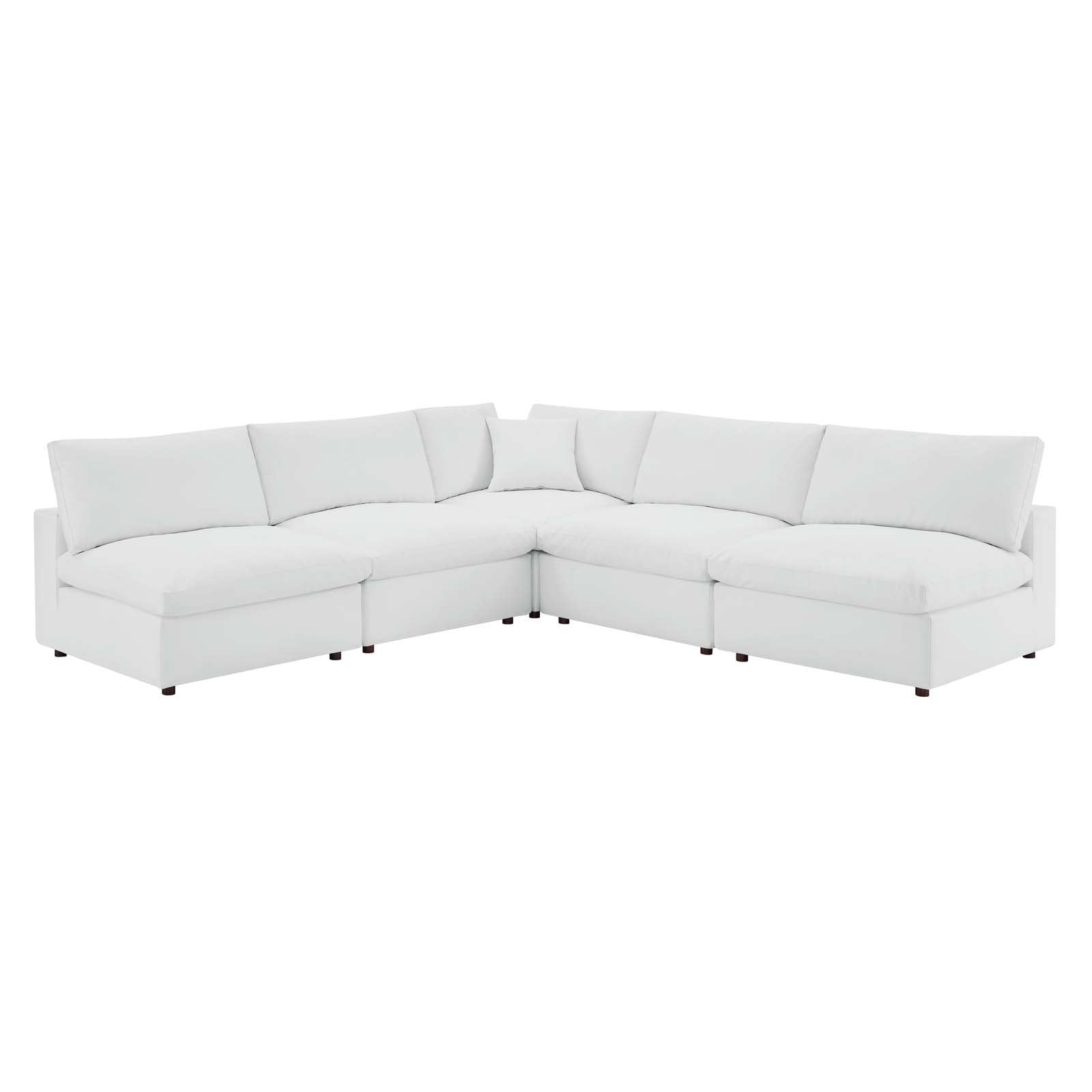 Commix Down Filled Overstuffed Vegan Leather 5-Piece Sectional Sofa