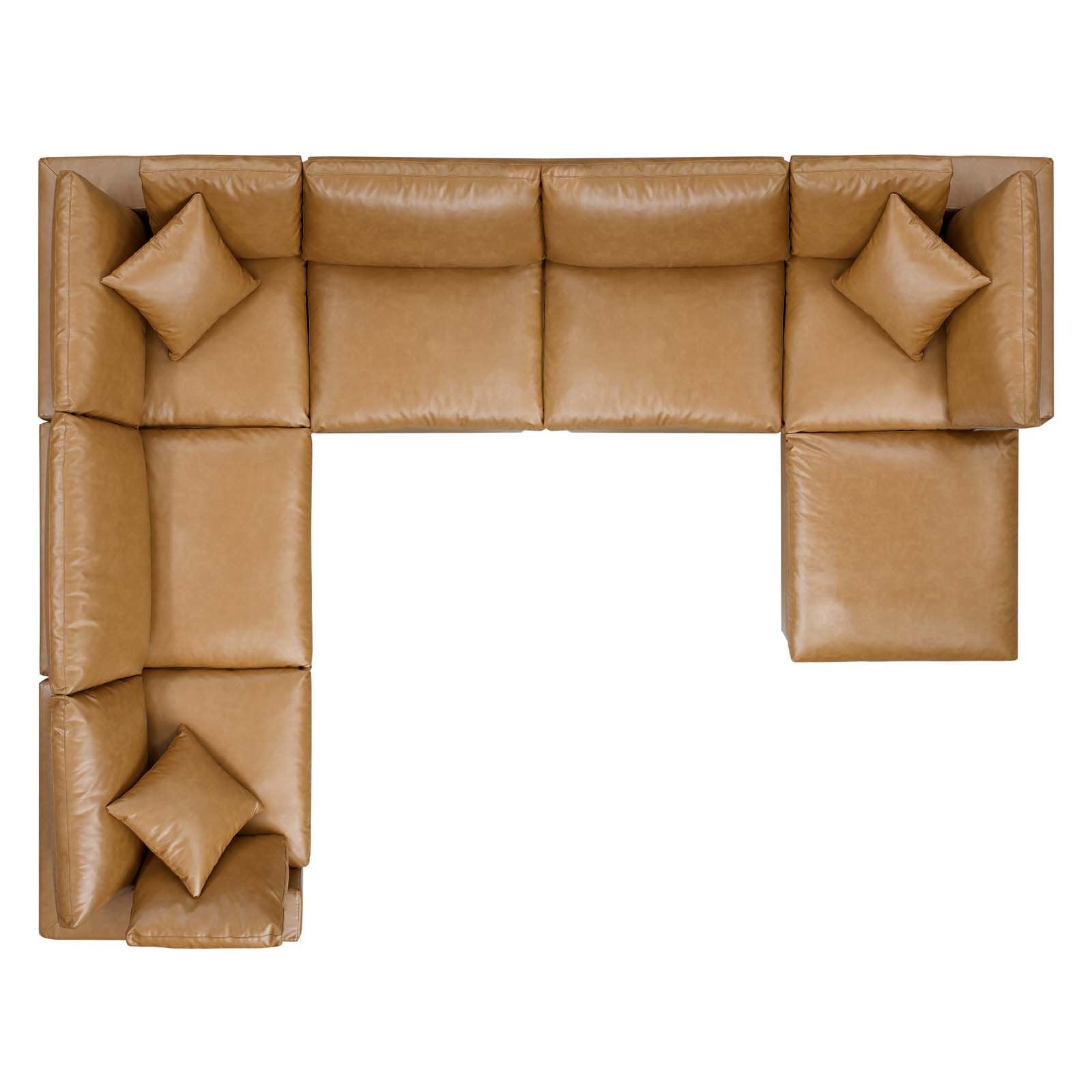 Commix Down Filled Overstuffed Vegan Leather 7-Piece Sectional Sofa