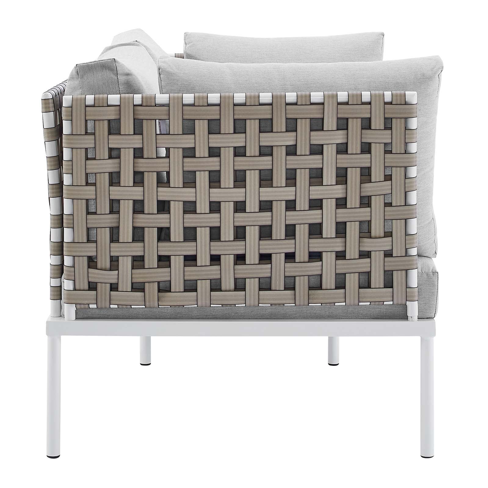 Harmony Sunbrella® Basket Weave Outdoor Patio Aluminum Loveseat - East Shore Modern Home Furnishings