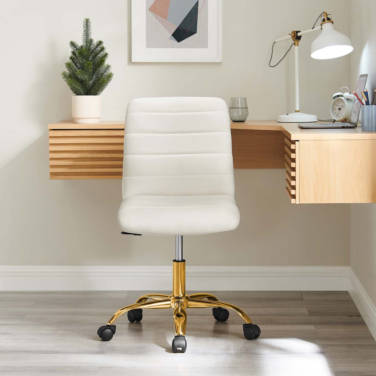 Ripple Armless Performance Velvet Office Chair - East Shore Modern Home Furnishings