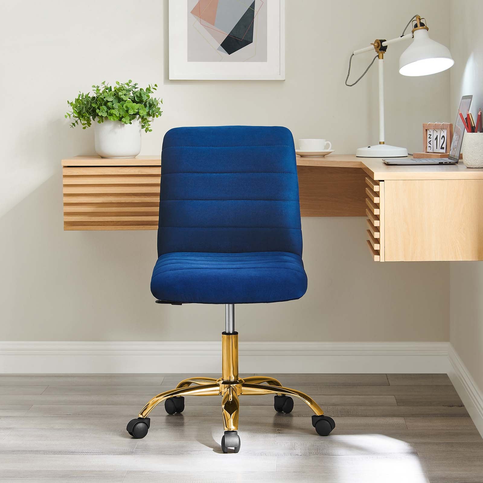 Ripple Armless Performance Velvet Office Chair - East Shore Modern Home Furnishings