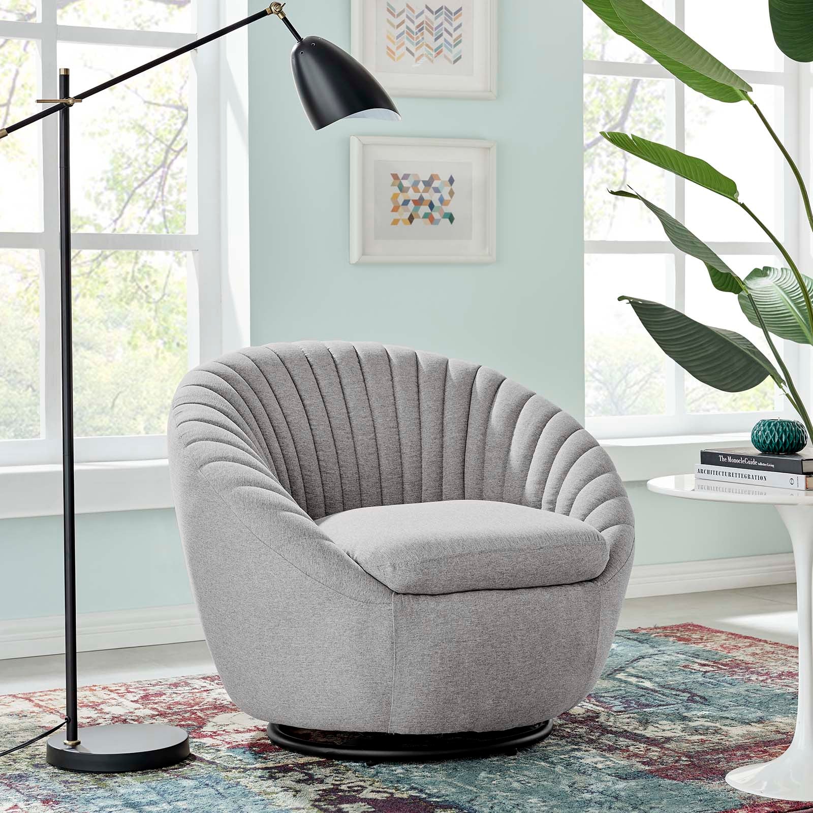 Whirr Tufted Fabric Fabric Swivel Chair - East Shore Modern Home Furnishings