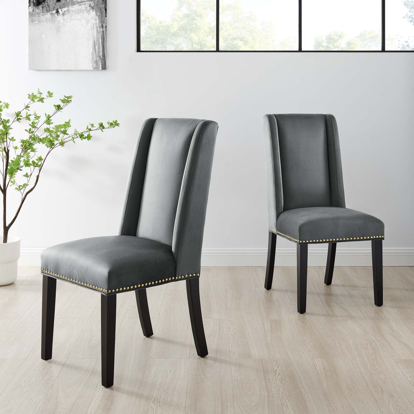 Baron Performance Velvet Dining Chairs - Set of 2 - East Shore Modern Home Furnishings