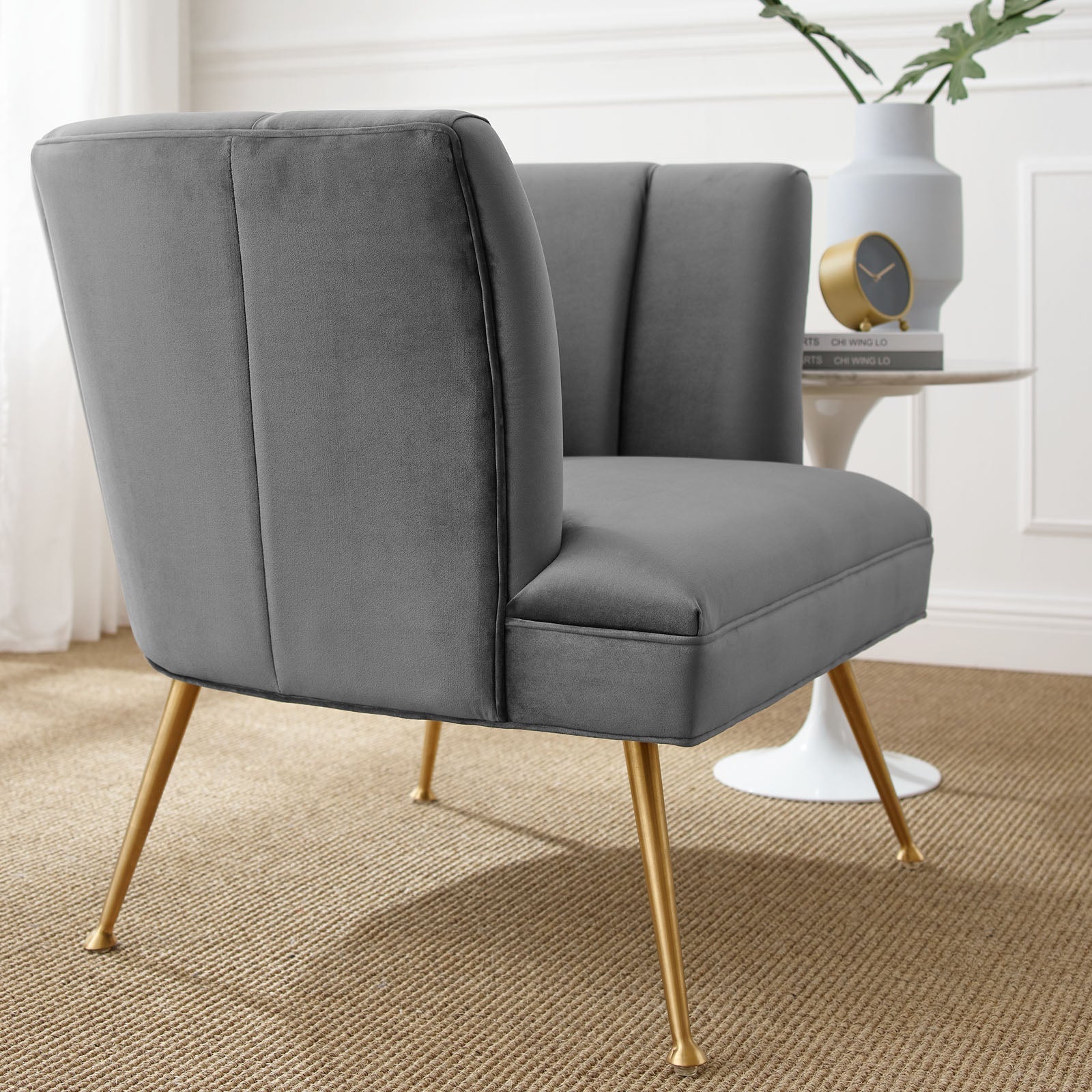 Veronica Channel Tufted Performance Velvet Armchair - East Shore Modern Home Furnishings