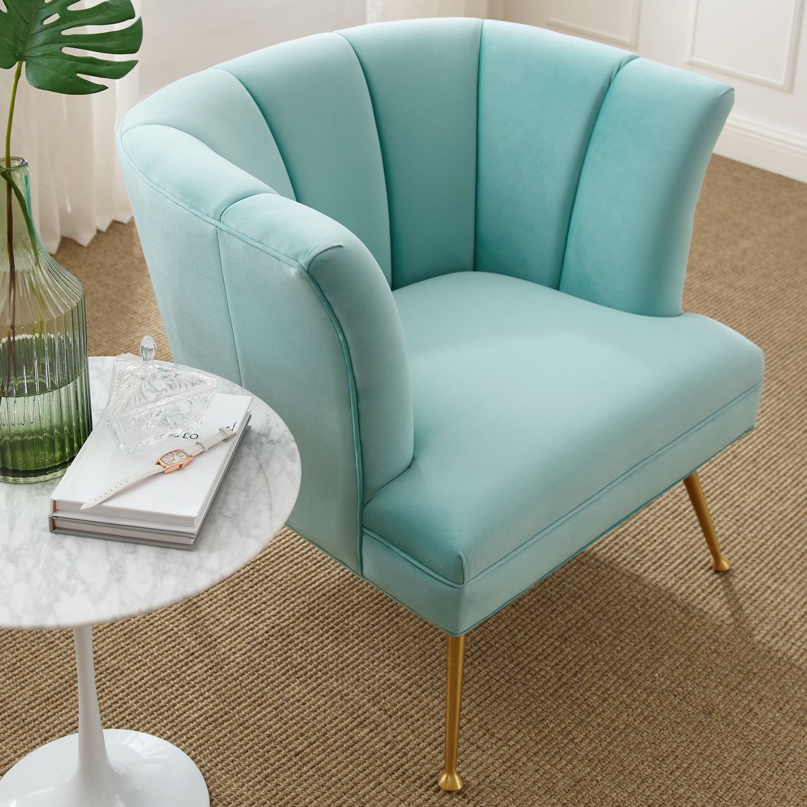 Veronica Channel Tufted Performance Velvet Armchair - East Shore Modern Home Furnishings