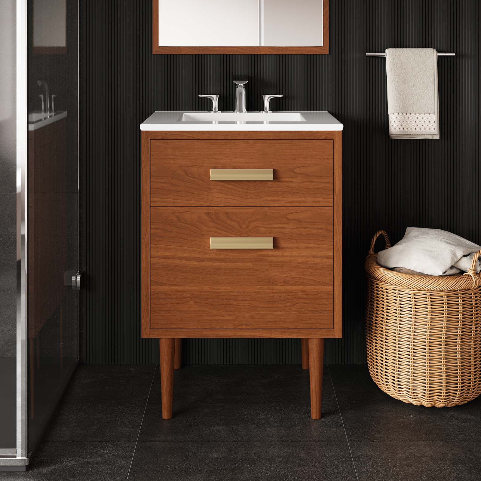 Cassia 24" Teak Wood Bathroom Vanity Cabinet (Sink Basin Not Included) - East Shore Modern Home Furnishings
