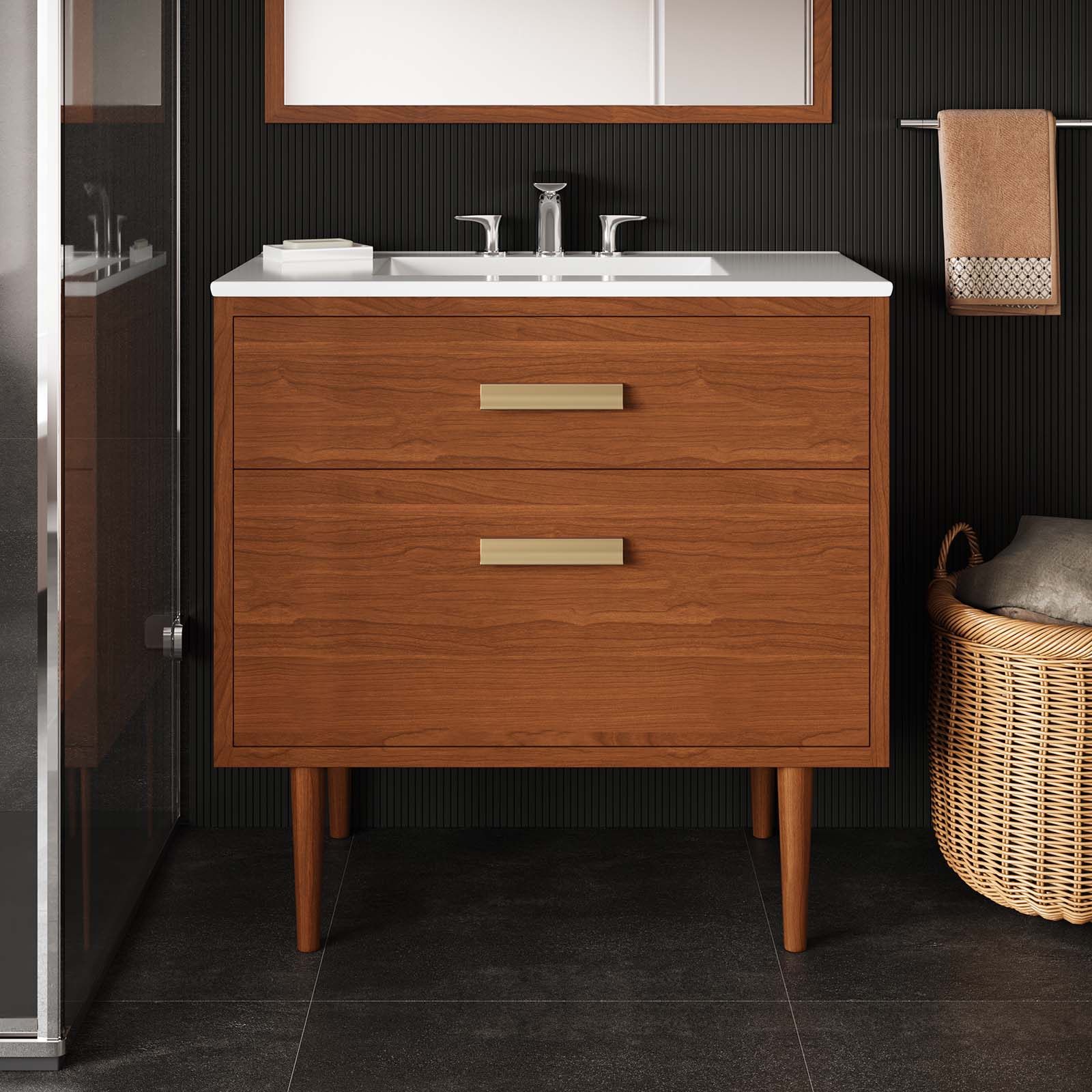 Cassia 36" Teak Wood Bathroom Vanity Cabinet (Sink Basin Not Included) - East Shore Modern Home Furnishings