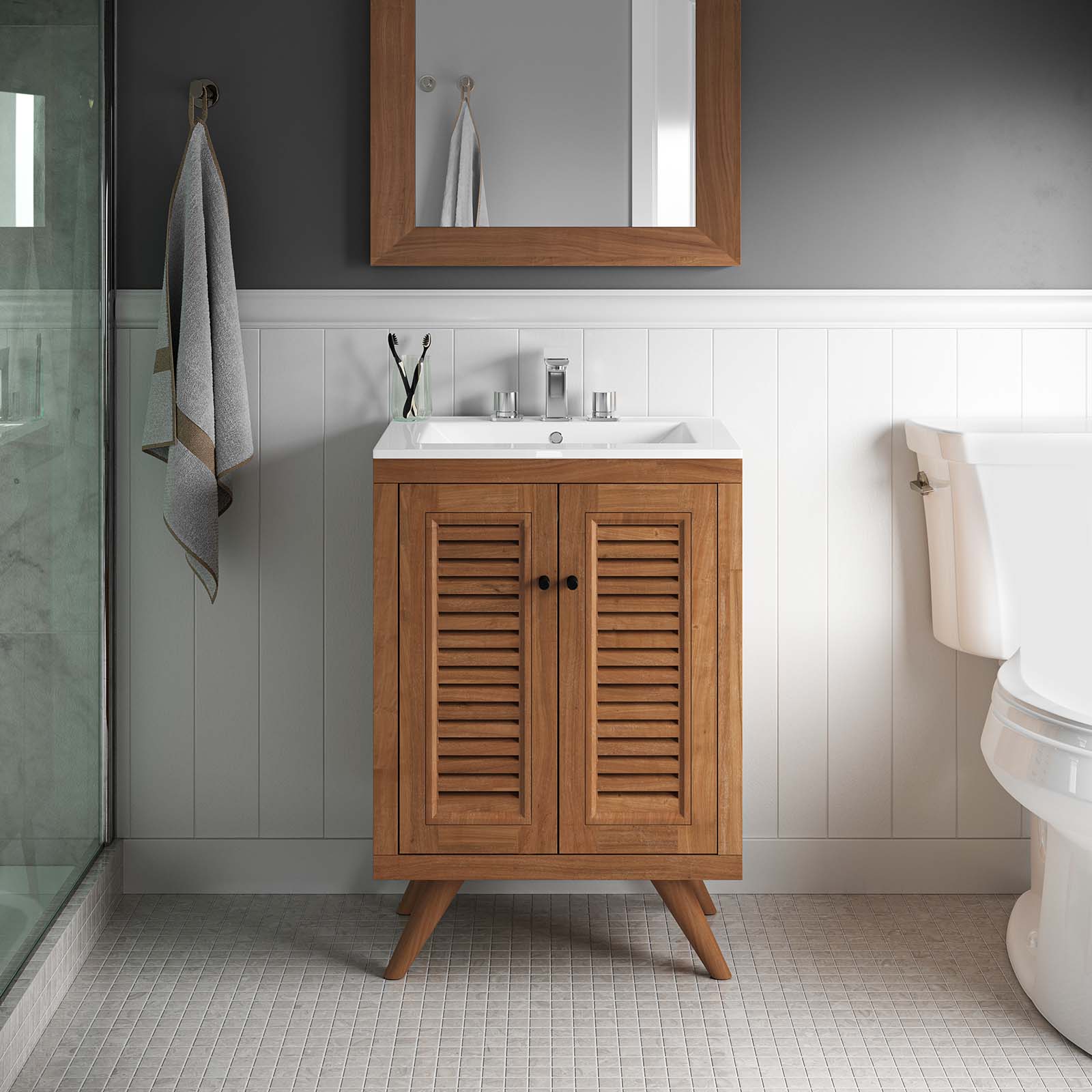 Birdie 24" Teak Wood Bathroom Vanity Cabinet (Sink Basin Not Included) - East Shore Modern Home Furnishings
