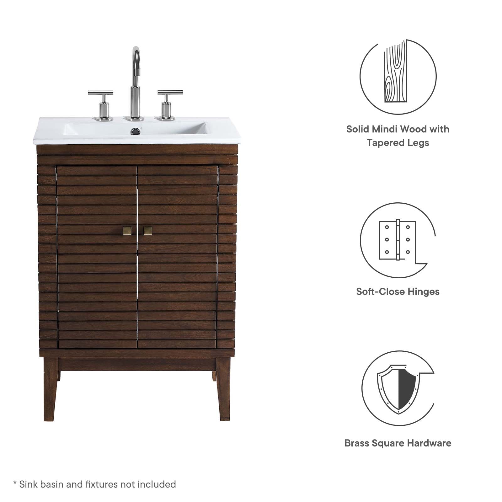 Ledger 24" Wood Bathroom Vanity Cabinet (Sink Basin Not Included) - East Shore Modern Home Furnishings